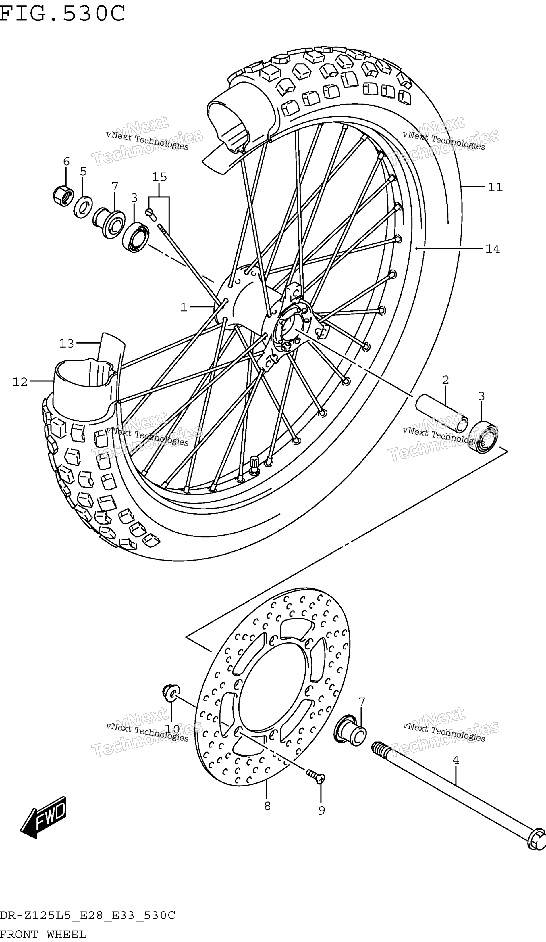 Переднее колесо (Dr-Z125ll5 E28)