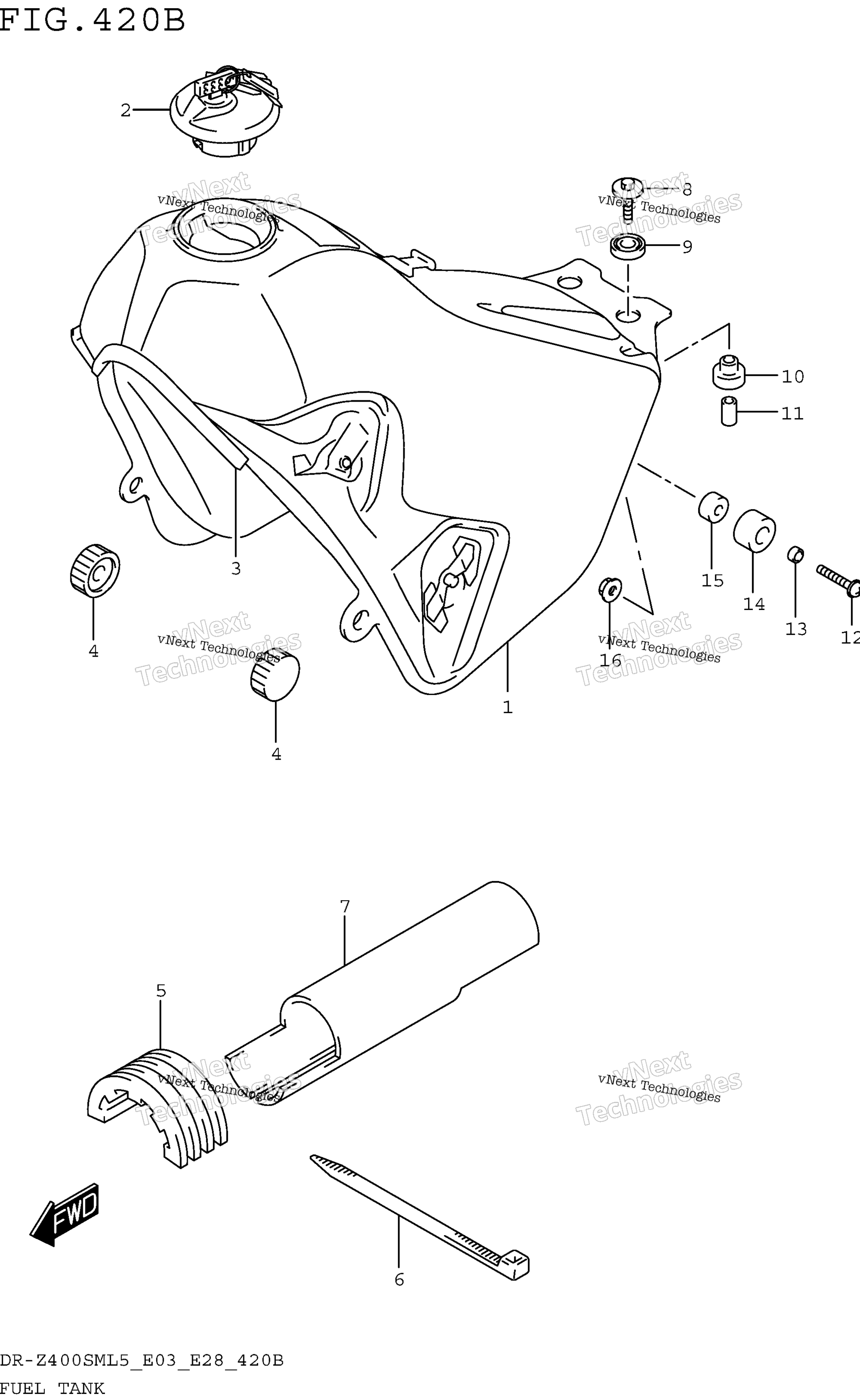 Топливный бак (Dr-Z400sml5 E28)