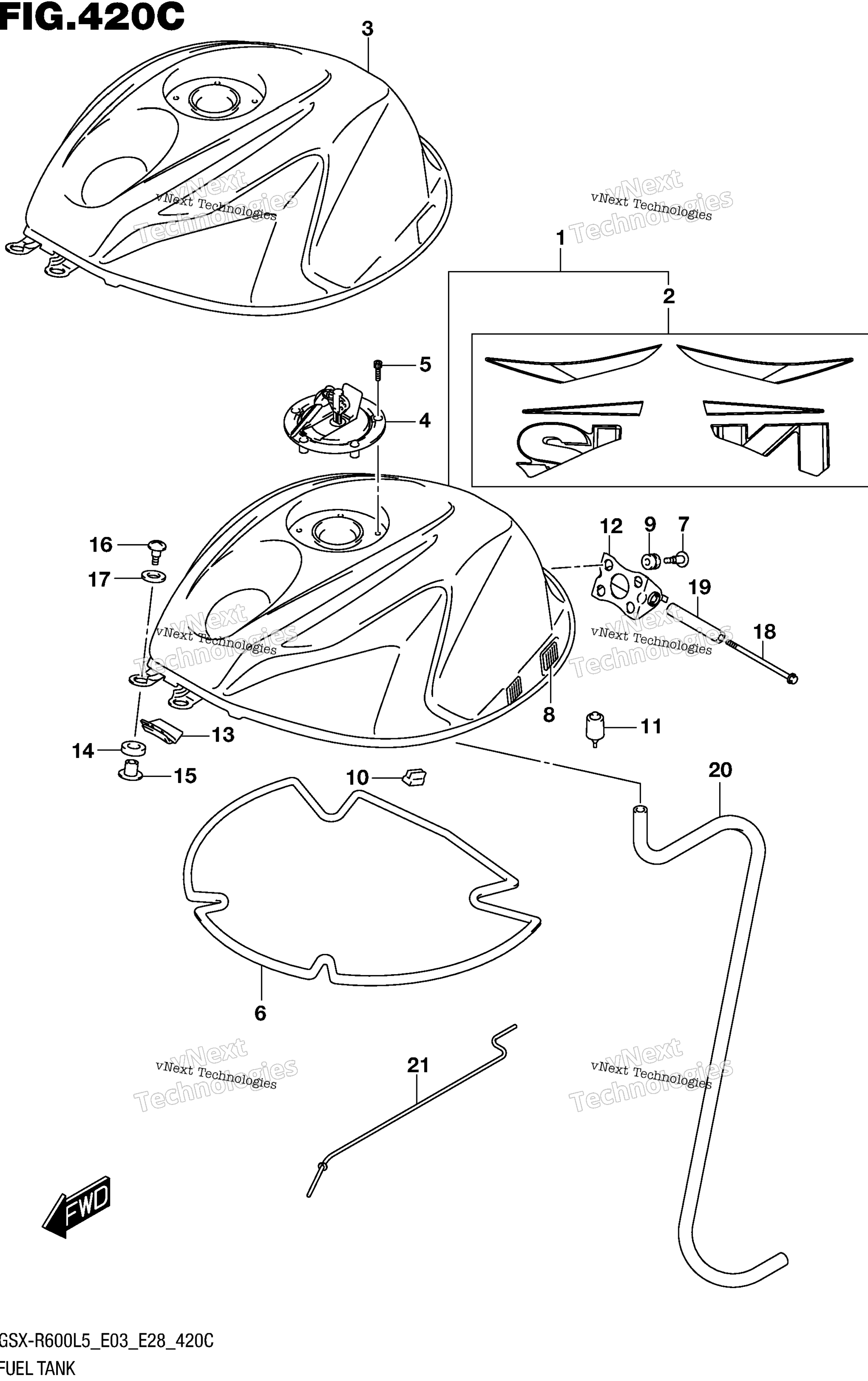 Топливный бак (Gsx-R600l5 E33)