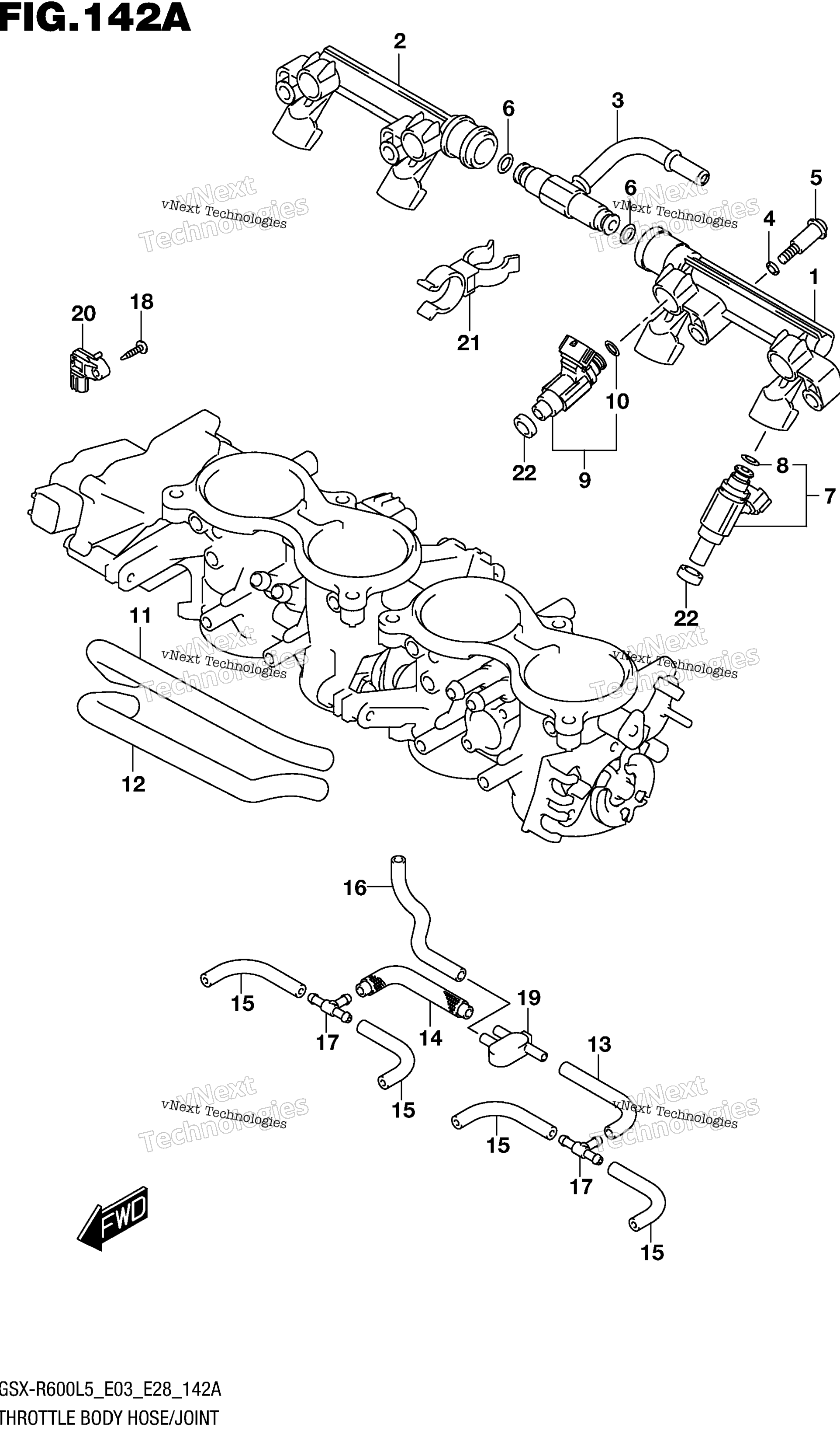 Дроссельный узел Hose/Joint (Gsx-R600l5 E03)