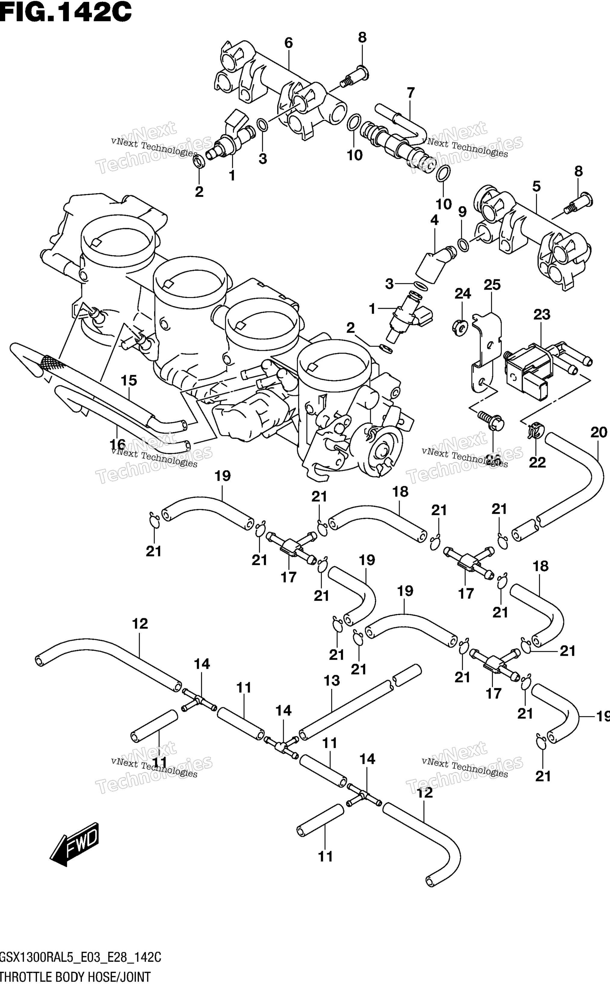 Дроссельный узел Hose/Joint (Gsx1300ral5 E33)