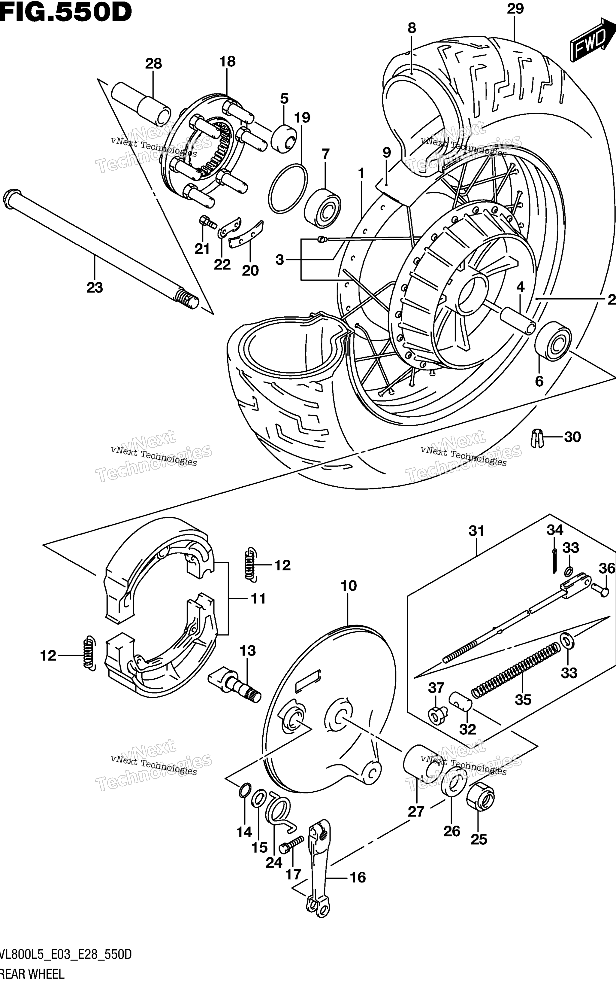 Заднее колесо (Vl800tl5 E28)
