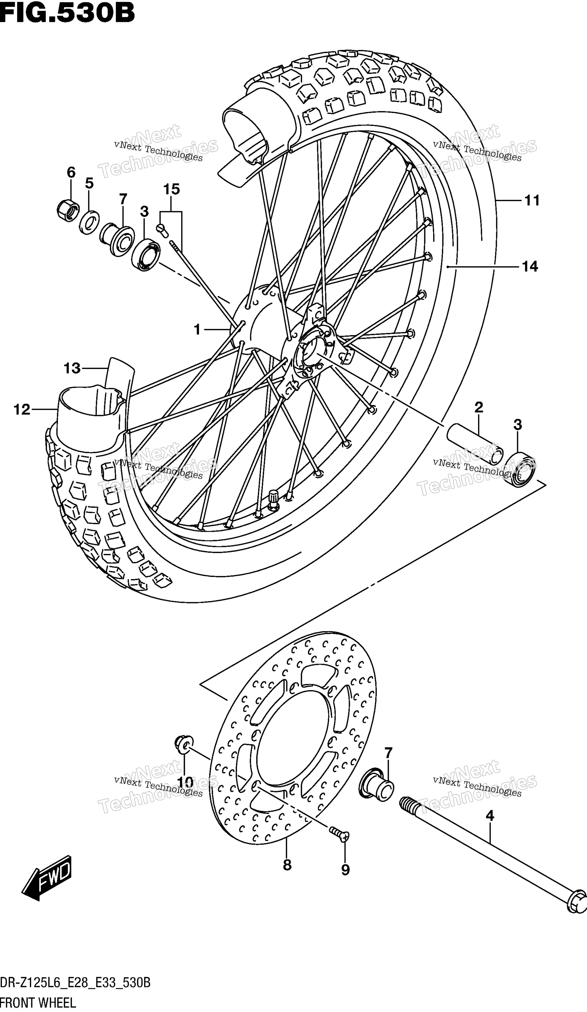 Переднее колесо (Dr-Z125ll6 E28)