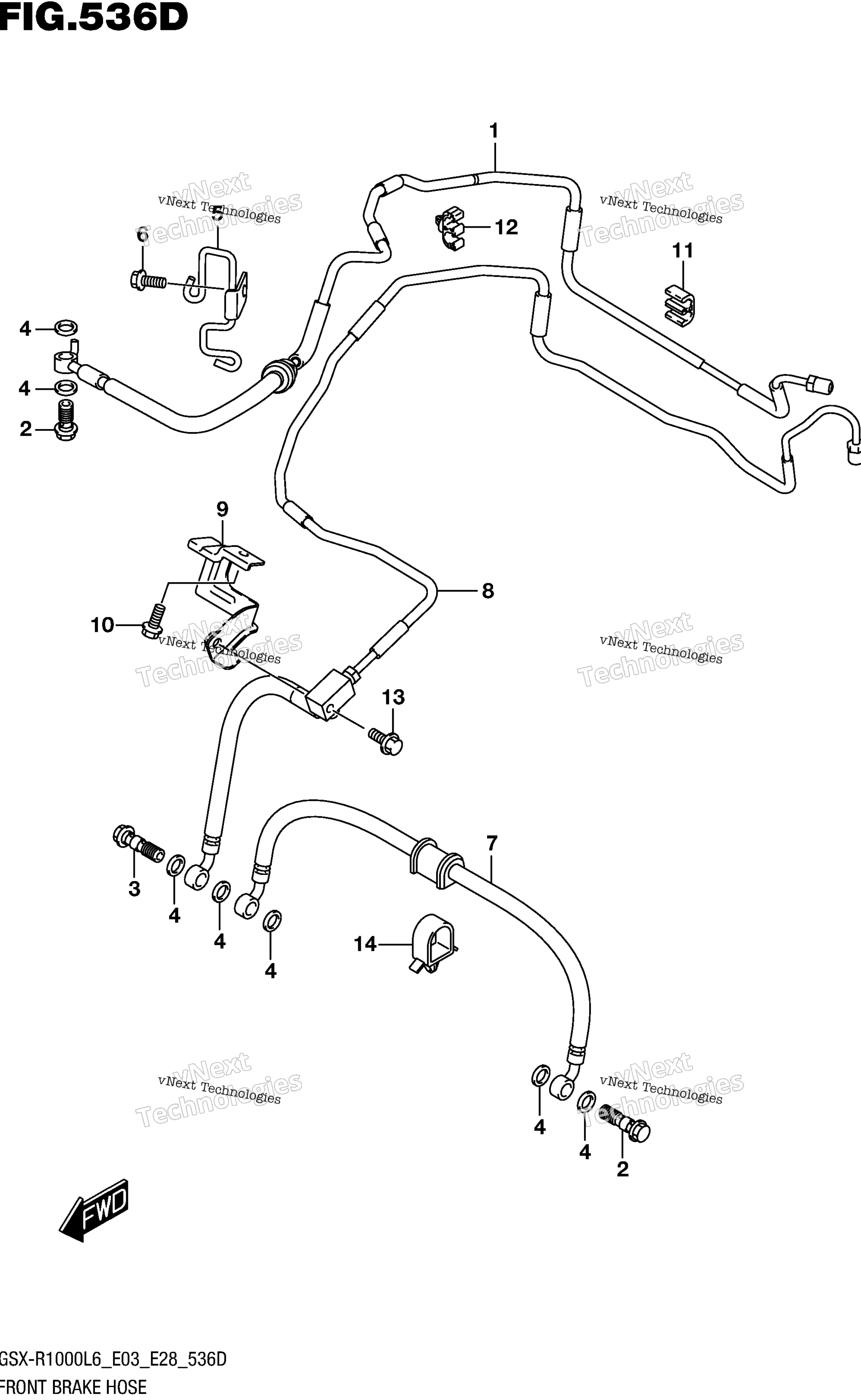 Шланг переднего тормоза (Gsx-R1000al6 E28)