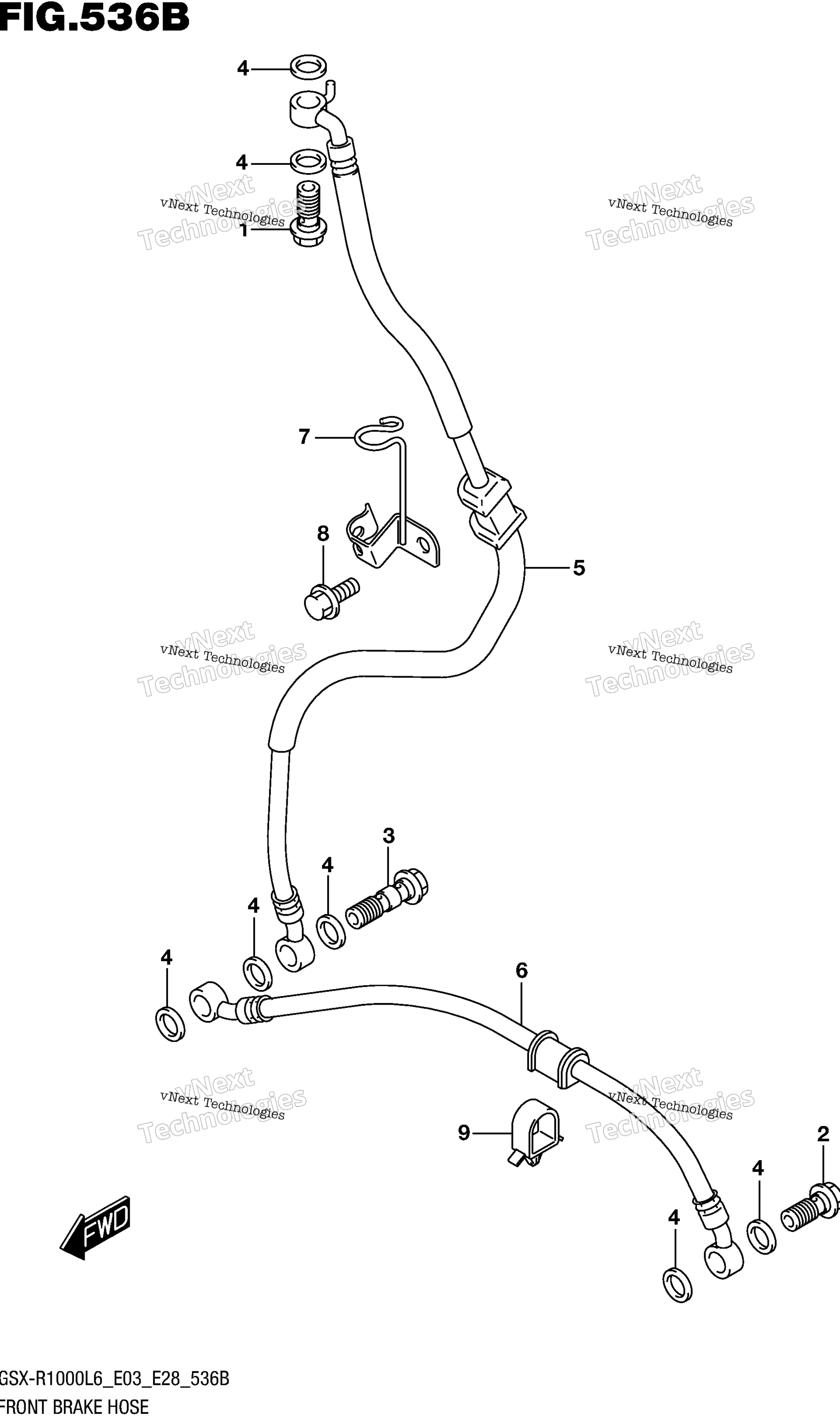 Шланг переднего тормоза (Gsx-R1000l6 E28)