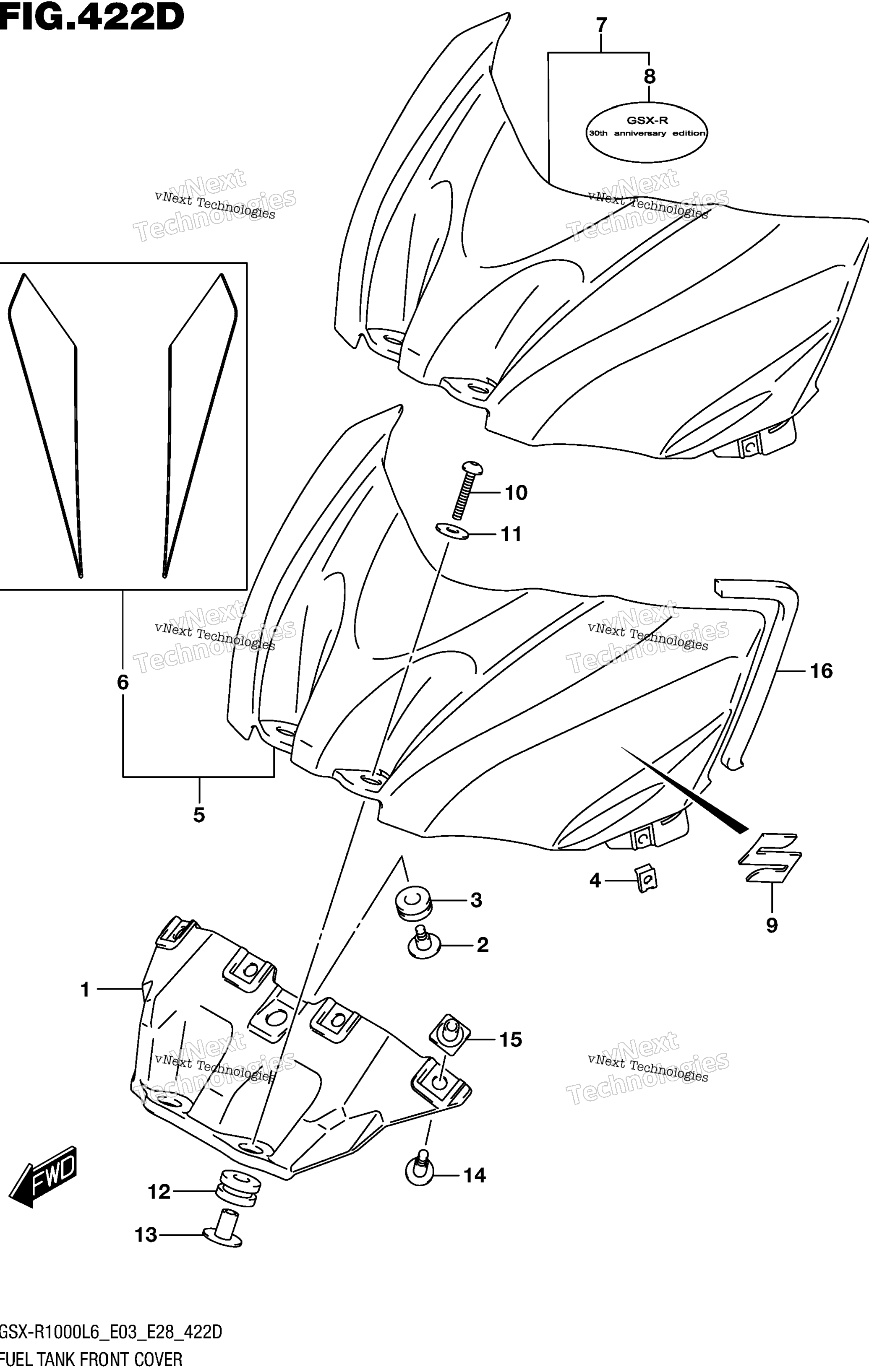 Топливный бак Front Cover (Gsx-R1000al6 E28)