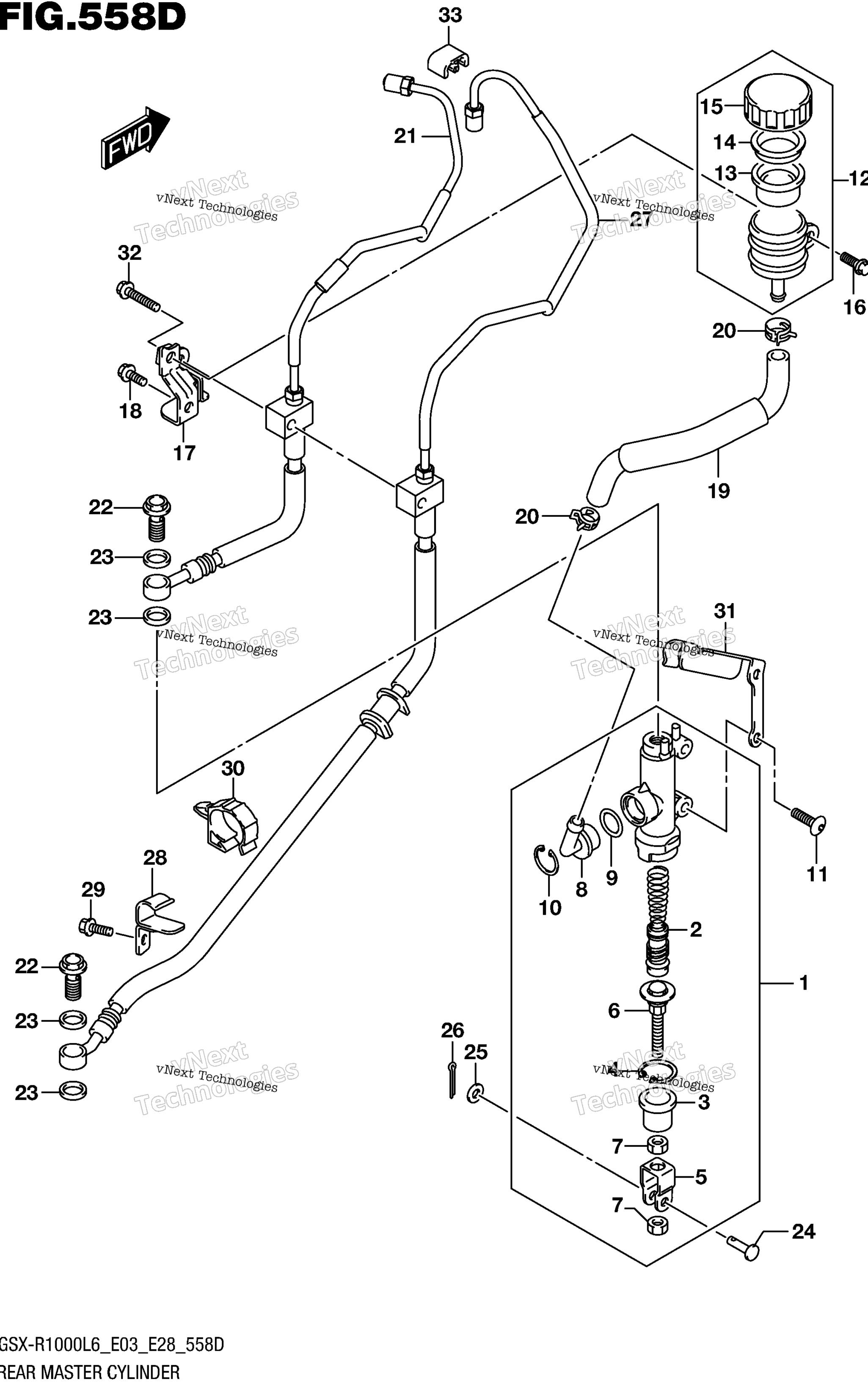 Задний главный цилиндр тормоза (Gsx-R1000al6 E28)