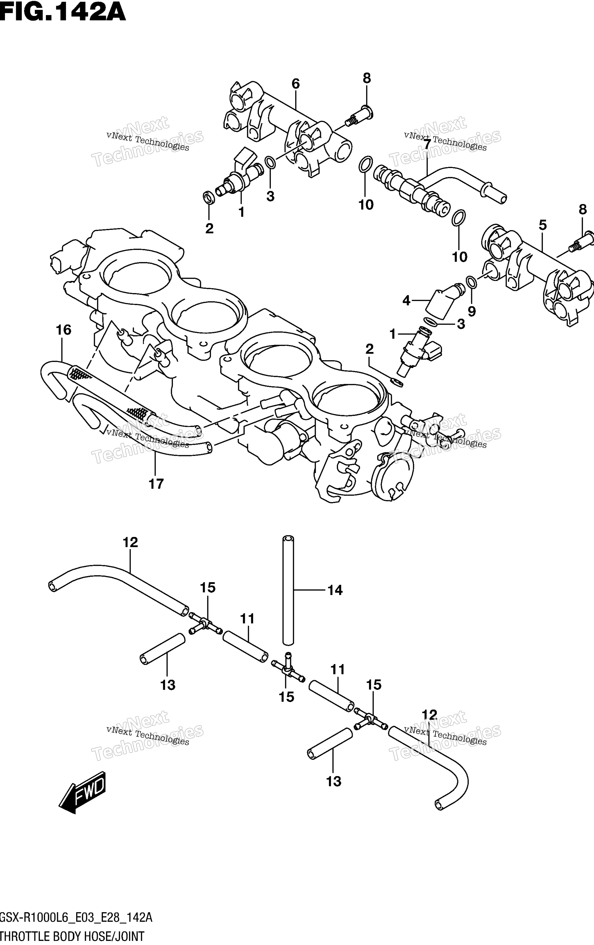 Дроссельный узел Hose/Joint (Gsx-R1000l6 E03)