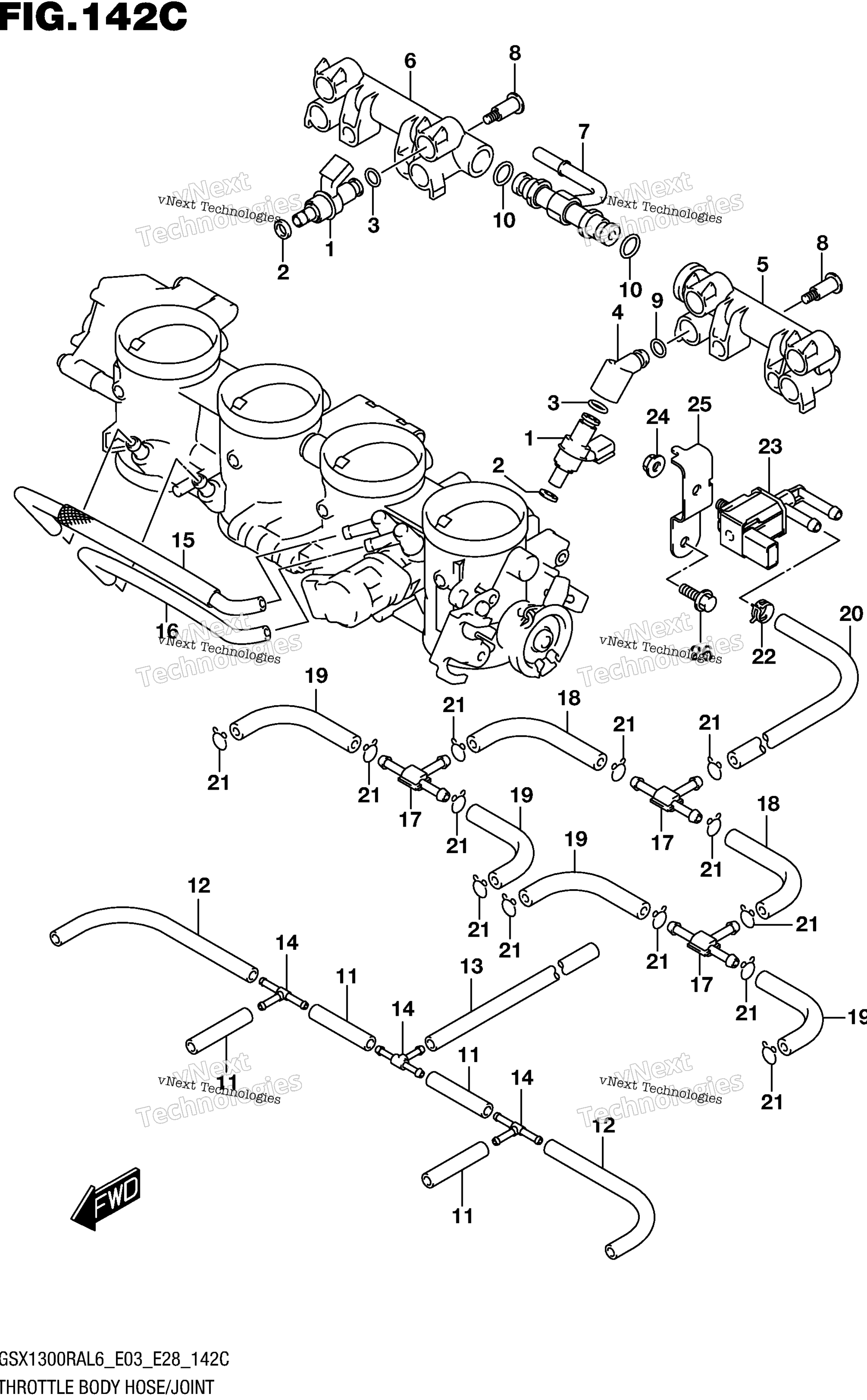Дроссельный узел Hose/Joint (Gsx1300ral6 E33)