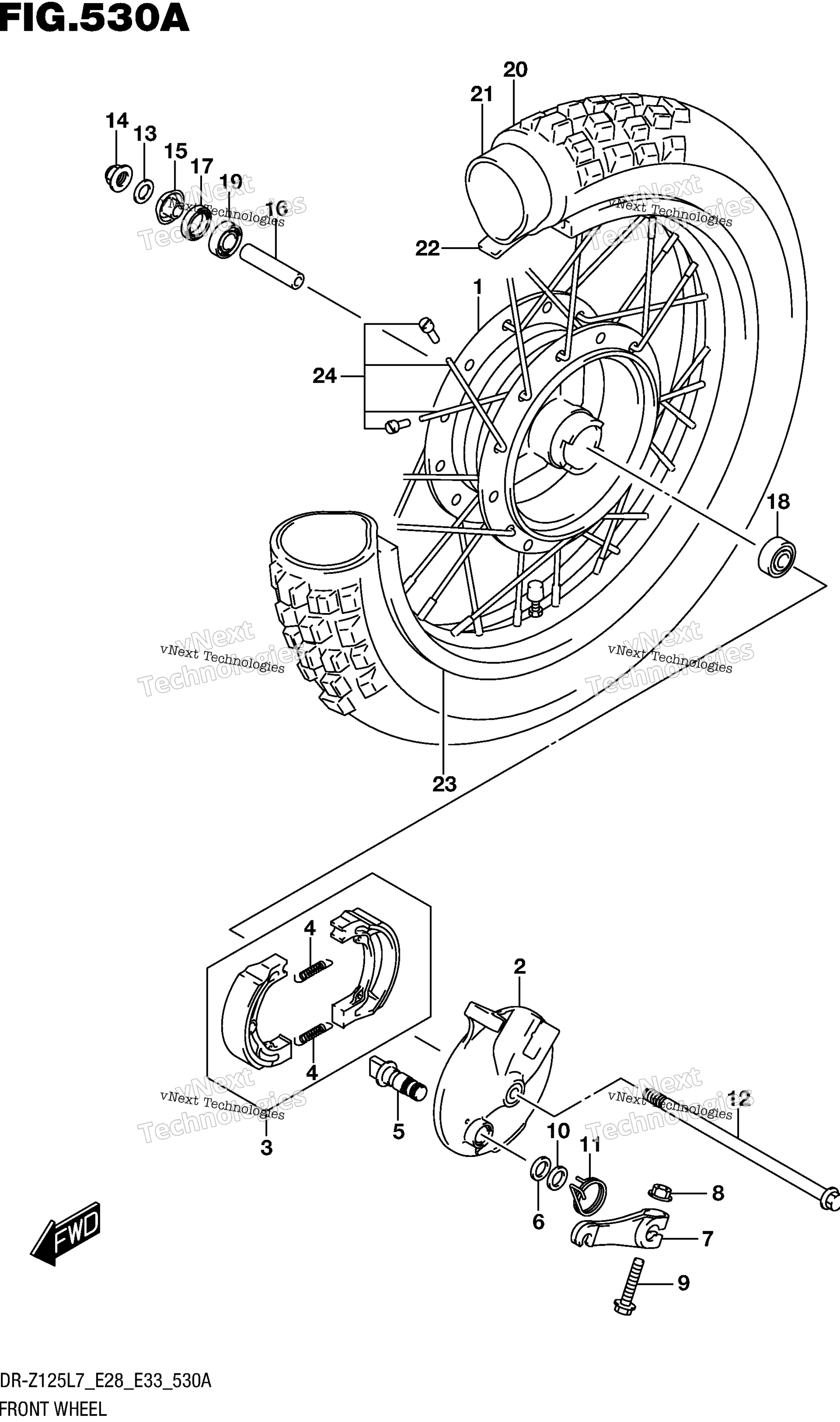 Переднее колесо (Dr-Z125 E28)