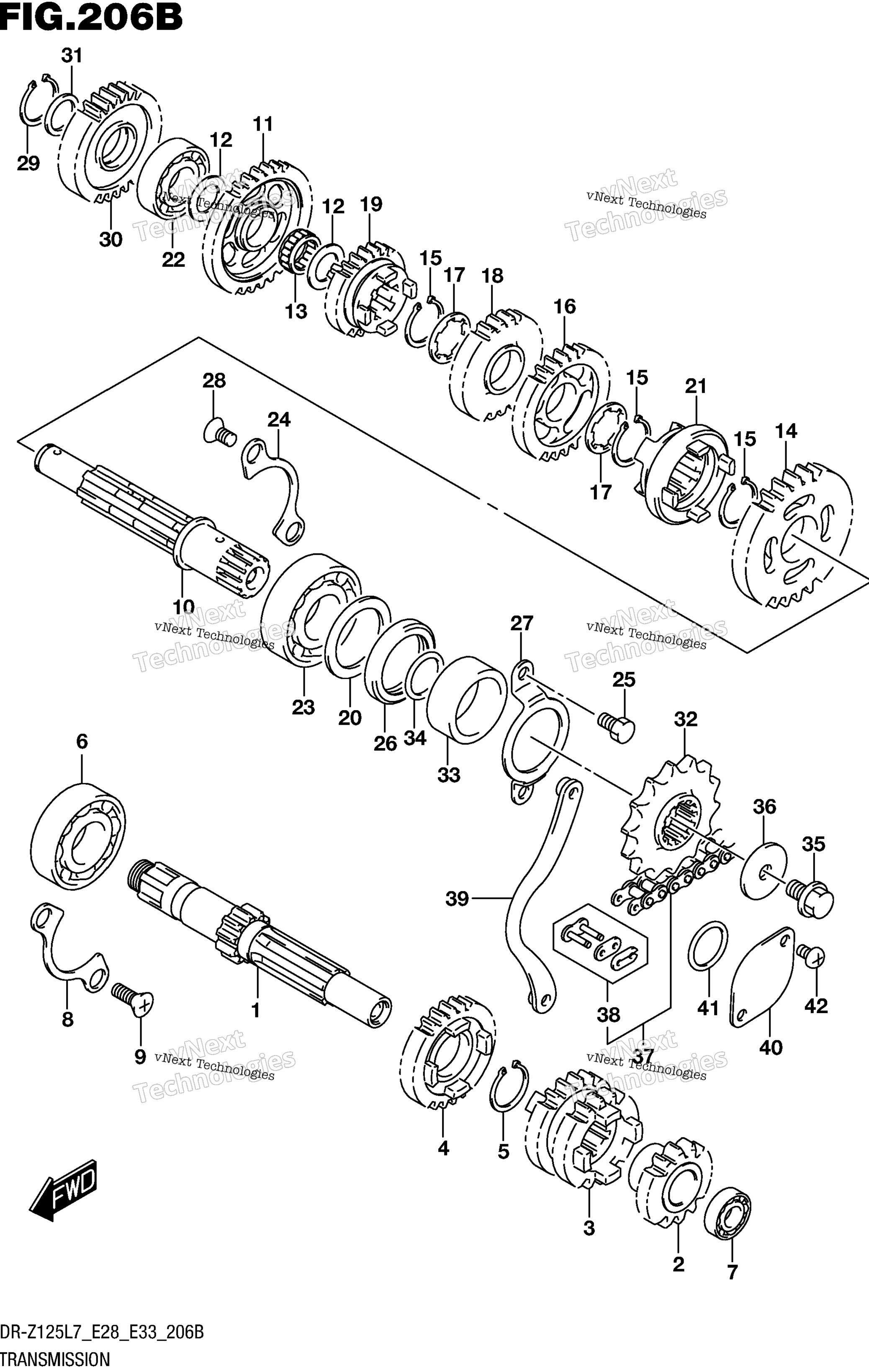 Трансмиссия (Dr-Z125l E28)