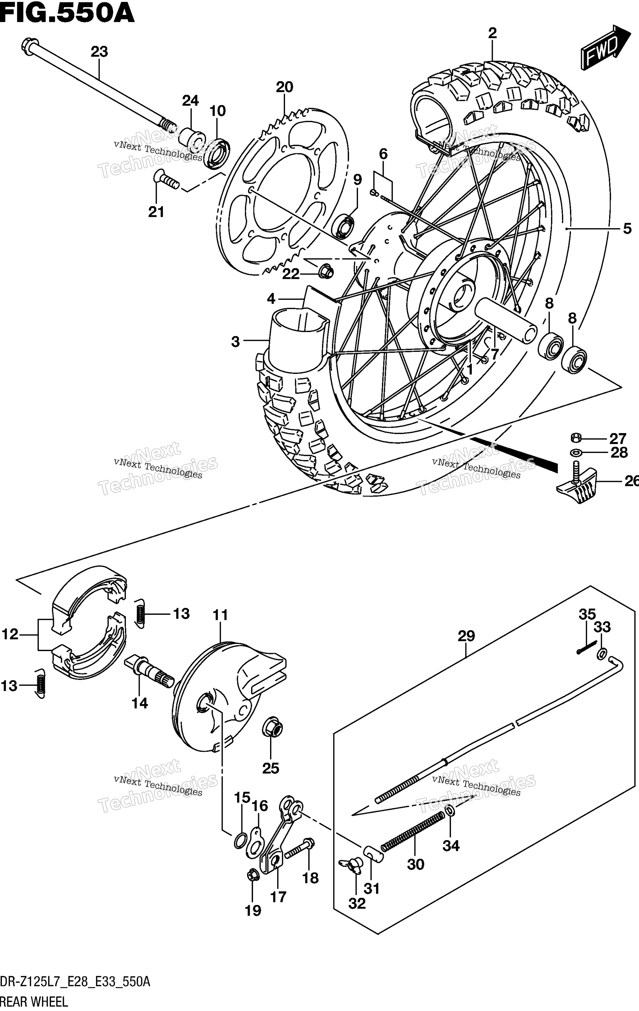Заднее колесо (Dr-Z125 E28)