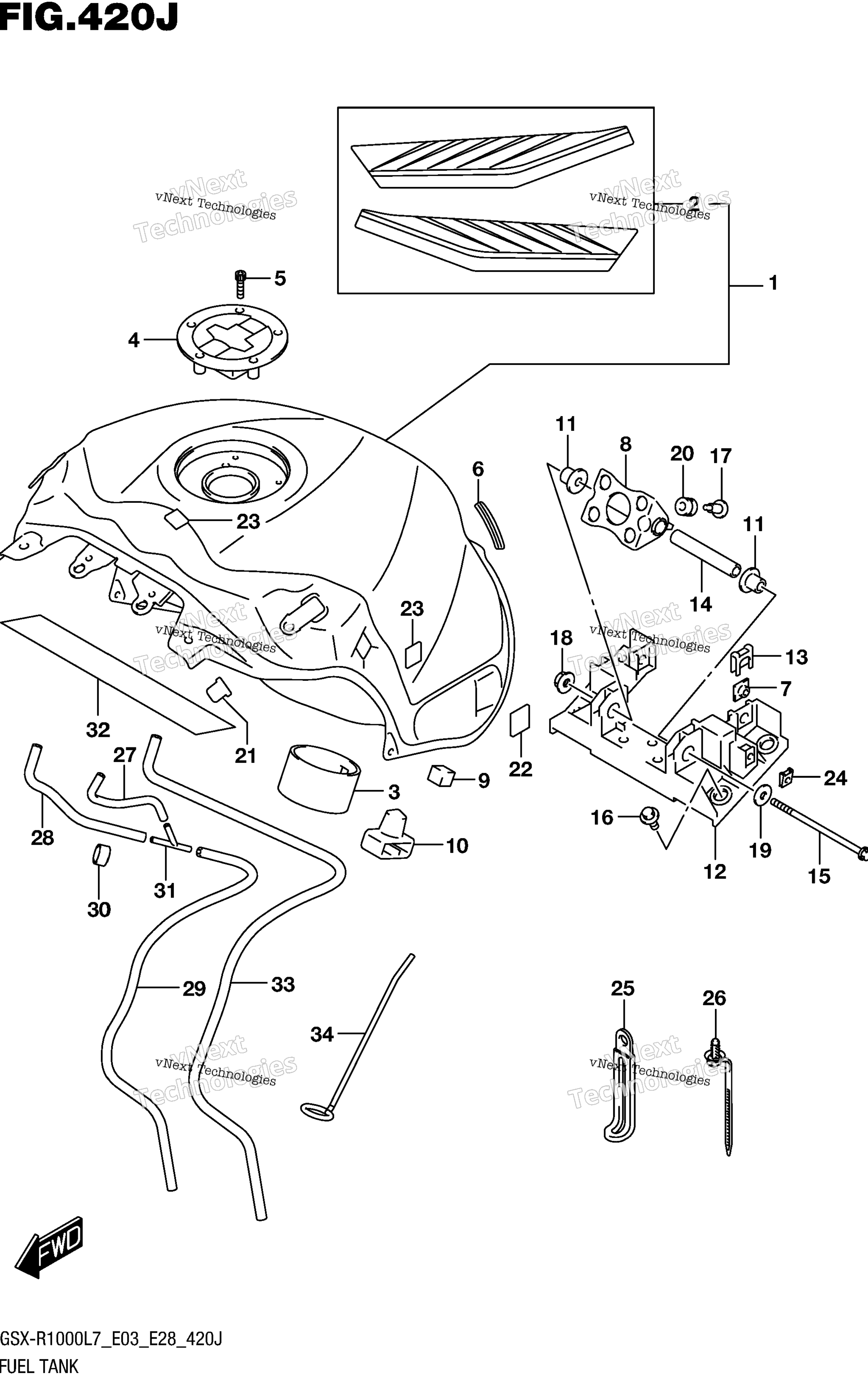 Топливный бак (Gsx-R1000al7 E28) (Ysf)