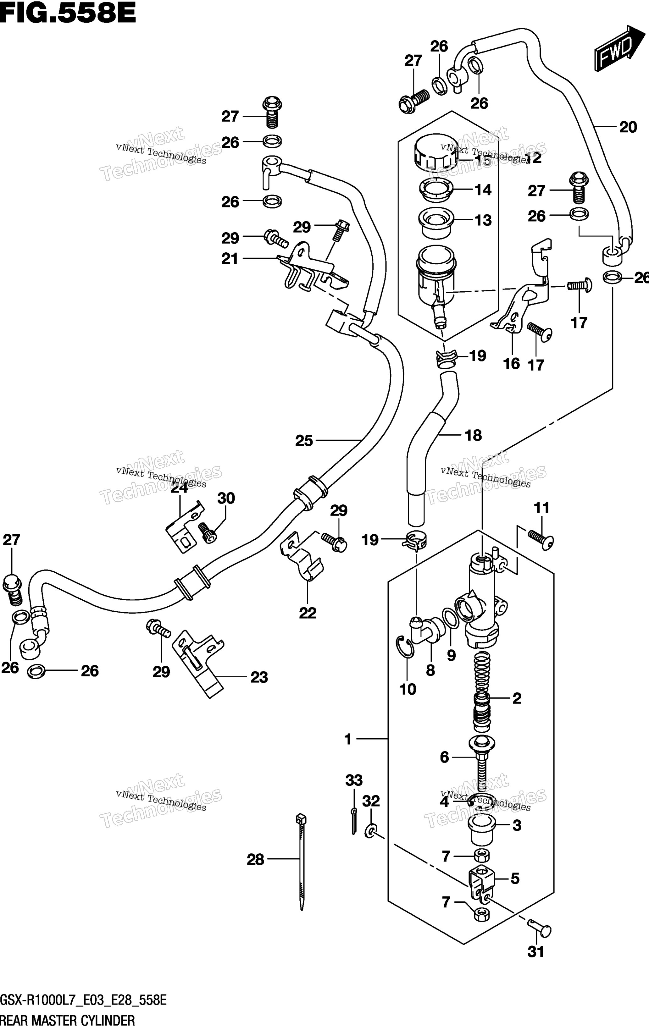 Задний главный цилиндр тормоза (Gsx-R1000al7 E28)