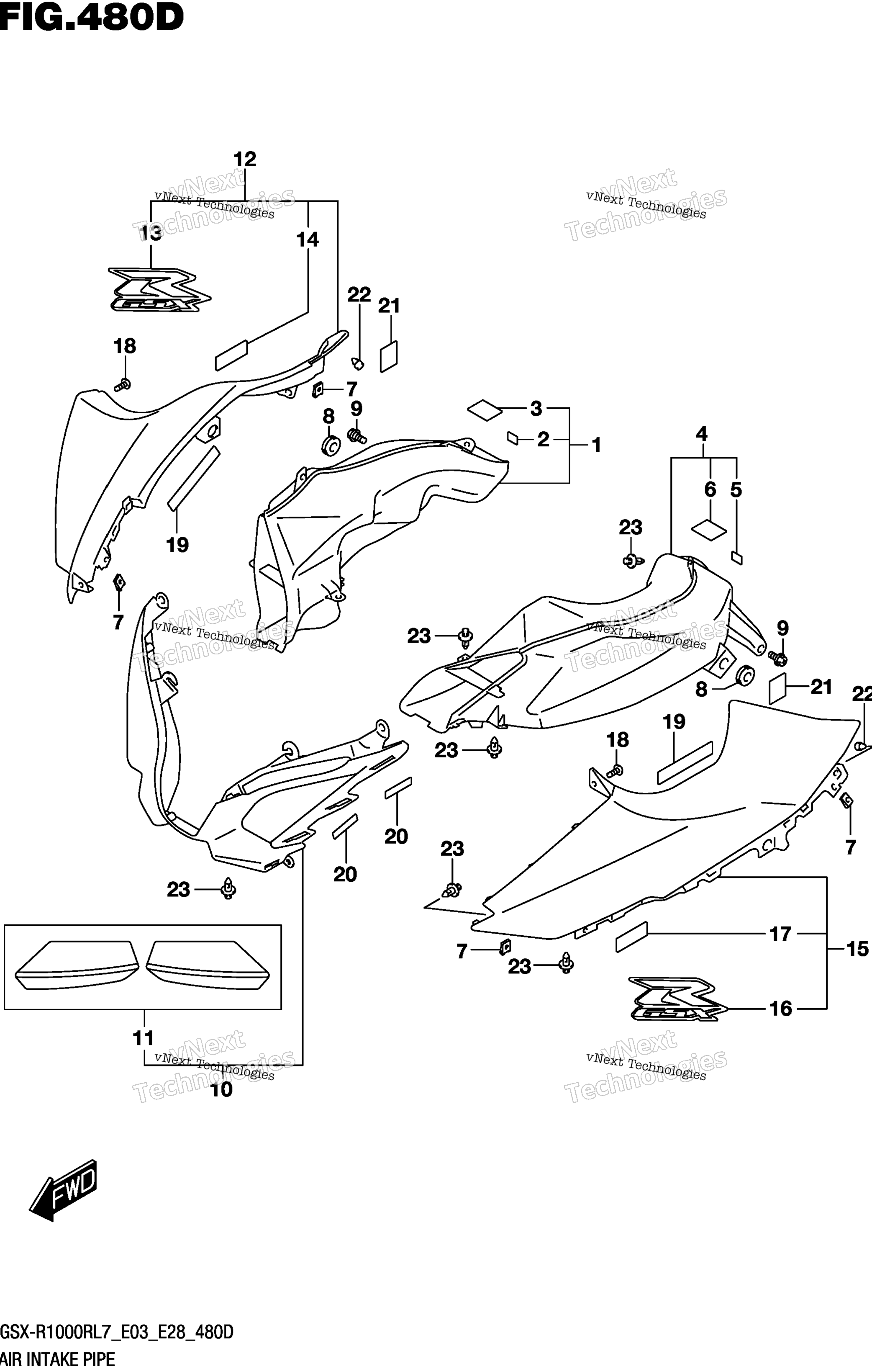 Воздушный впуск трубка (Gsx R1000rzl7 E03)
