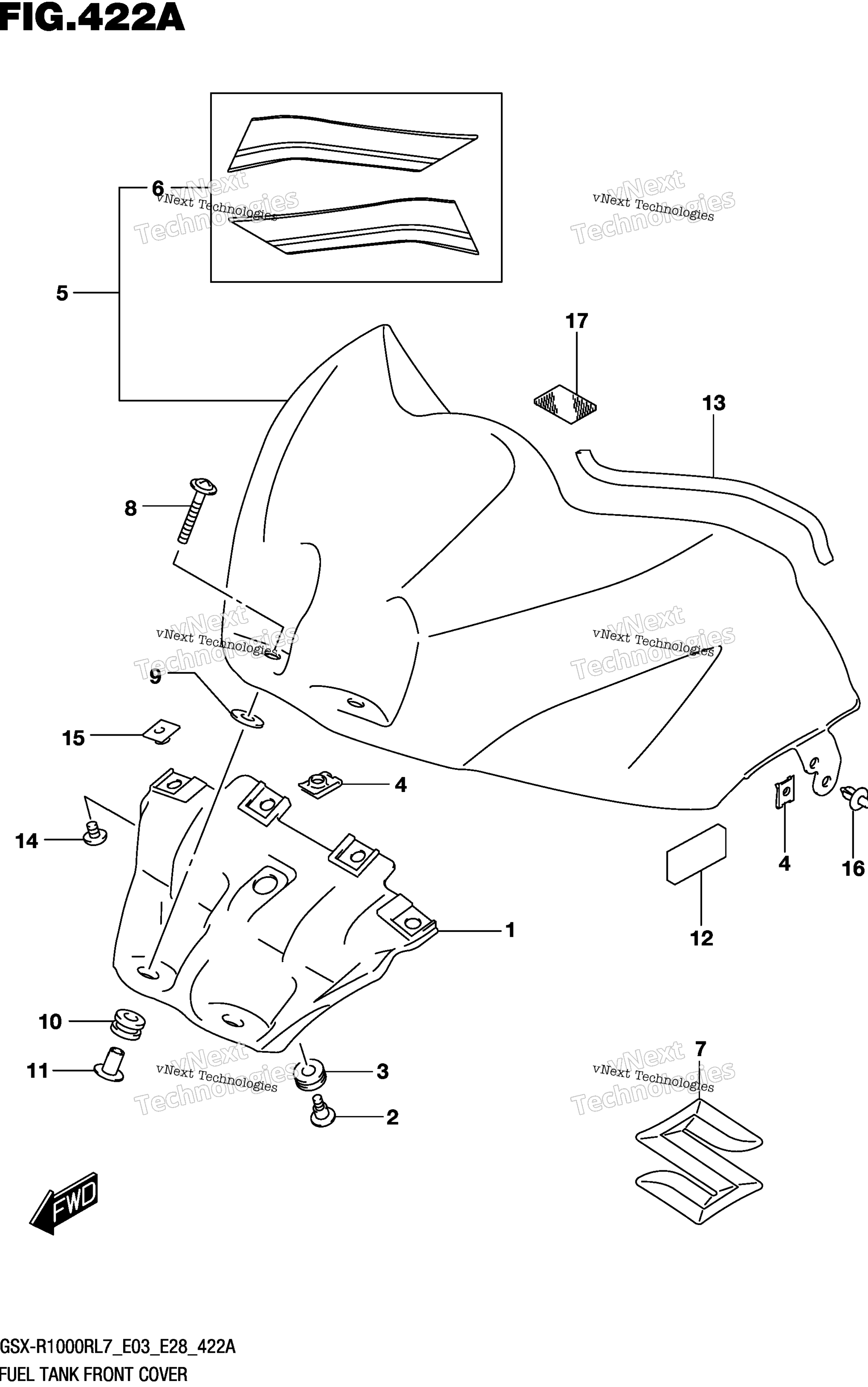 Топливный бак Front Cover (Gsx-R1000rl7 E03)