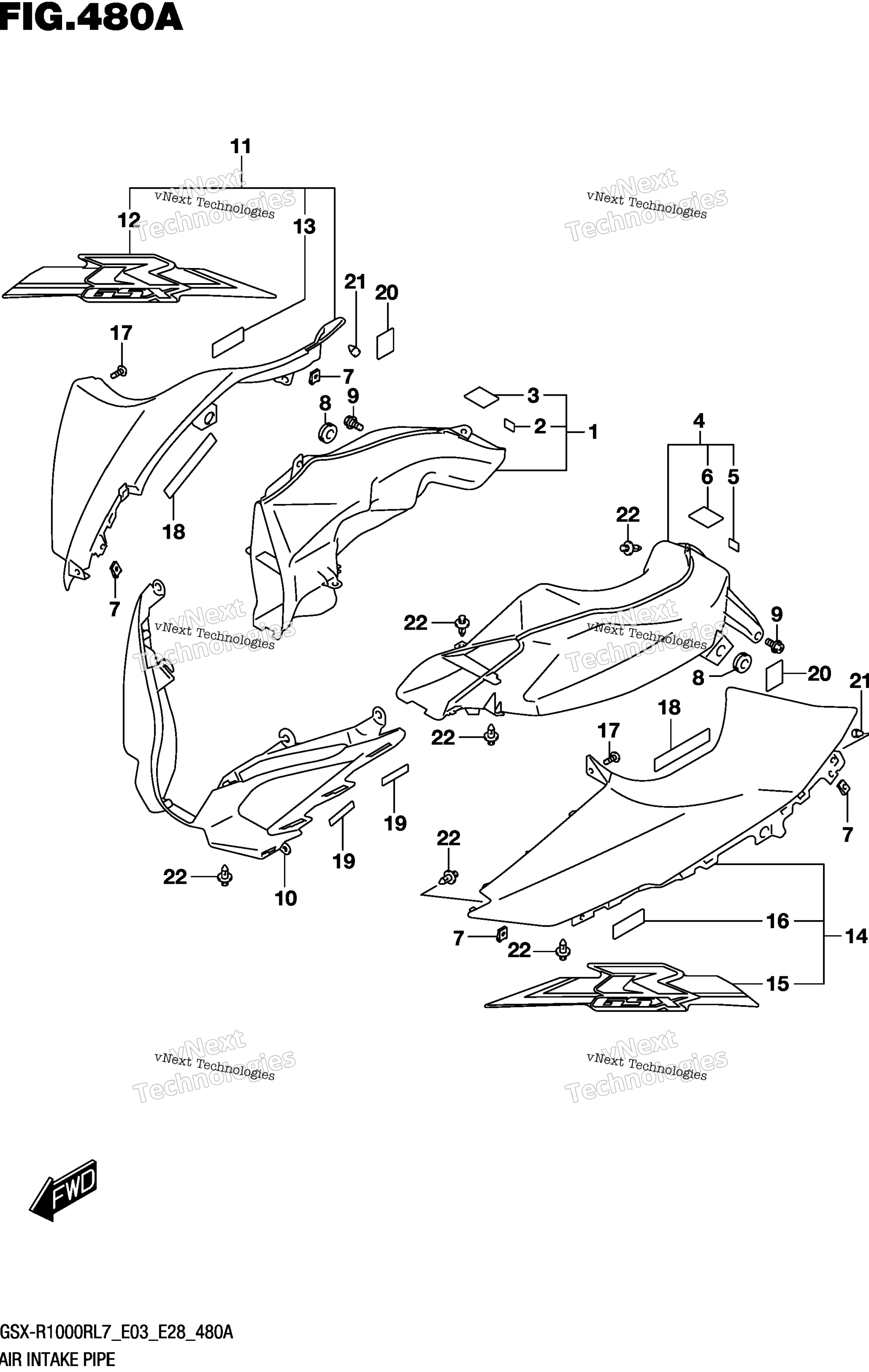 Воздушный впуск трубка (Gsx R1000rl7 E03)