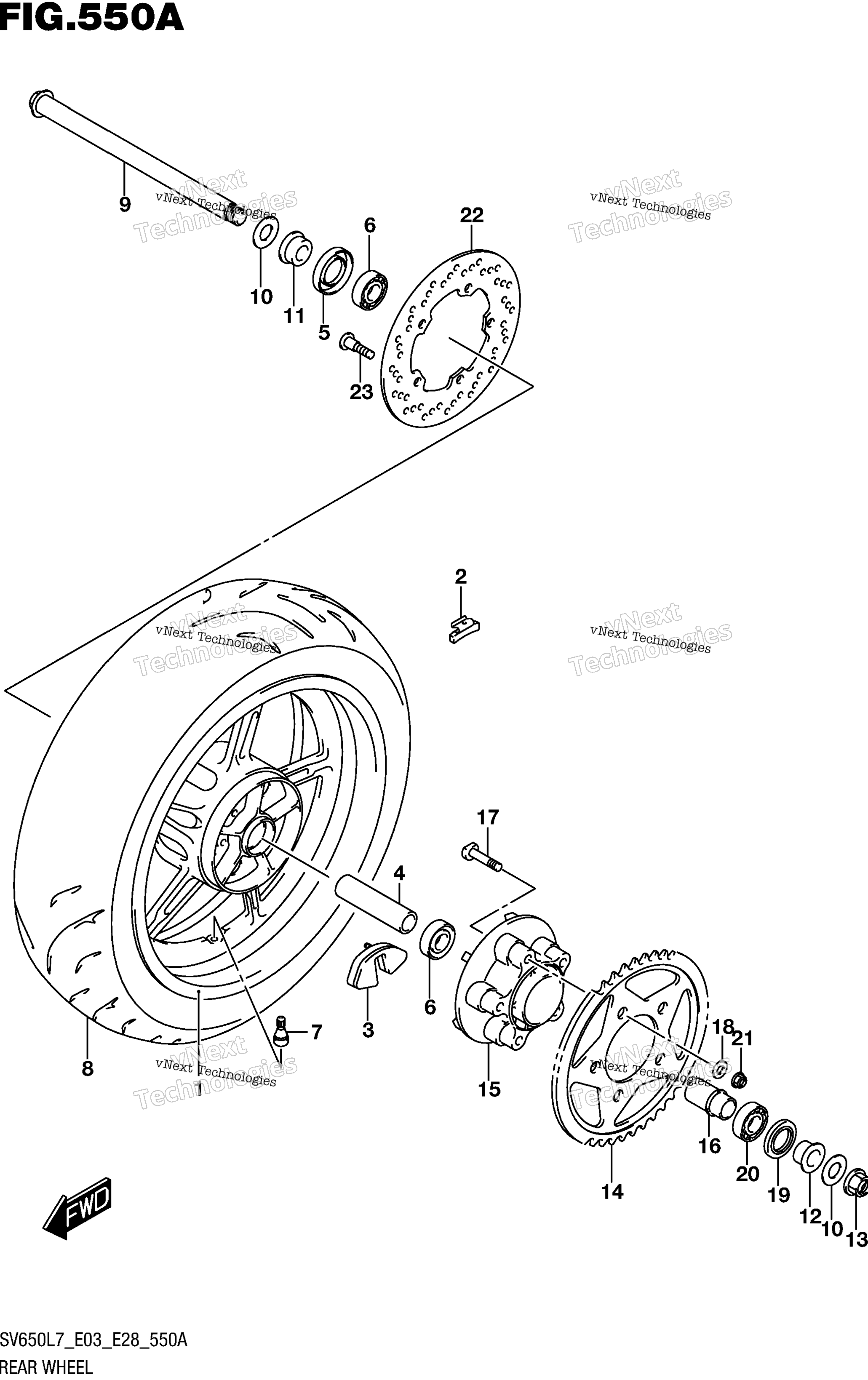 Заднее колесо (Sv650l7 E03)