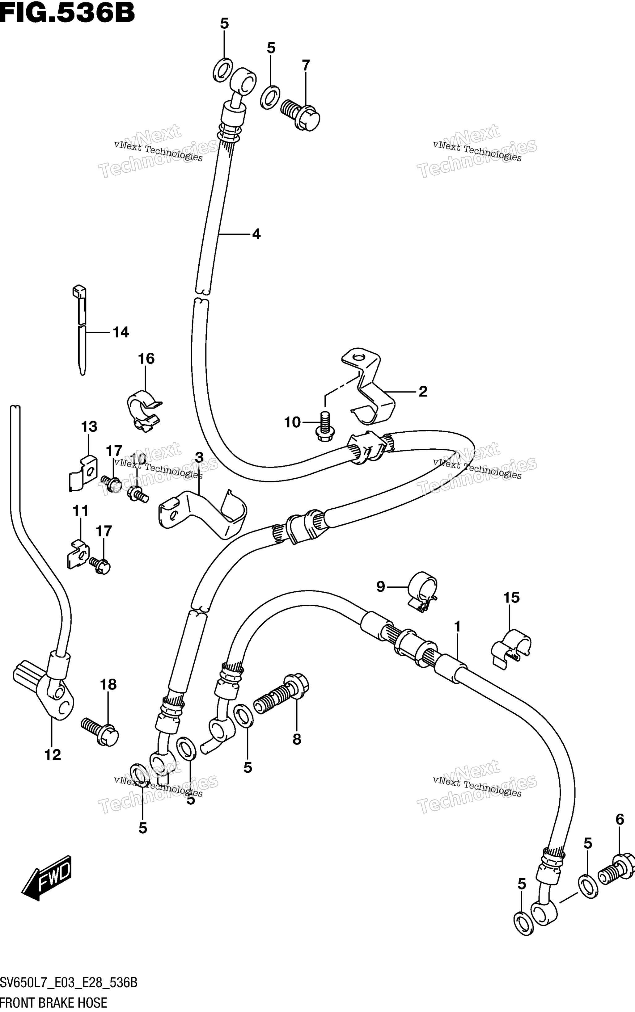 Шланг переднего тормоза (Sv650l7 E33)
