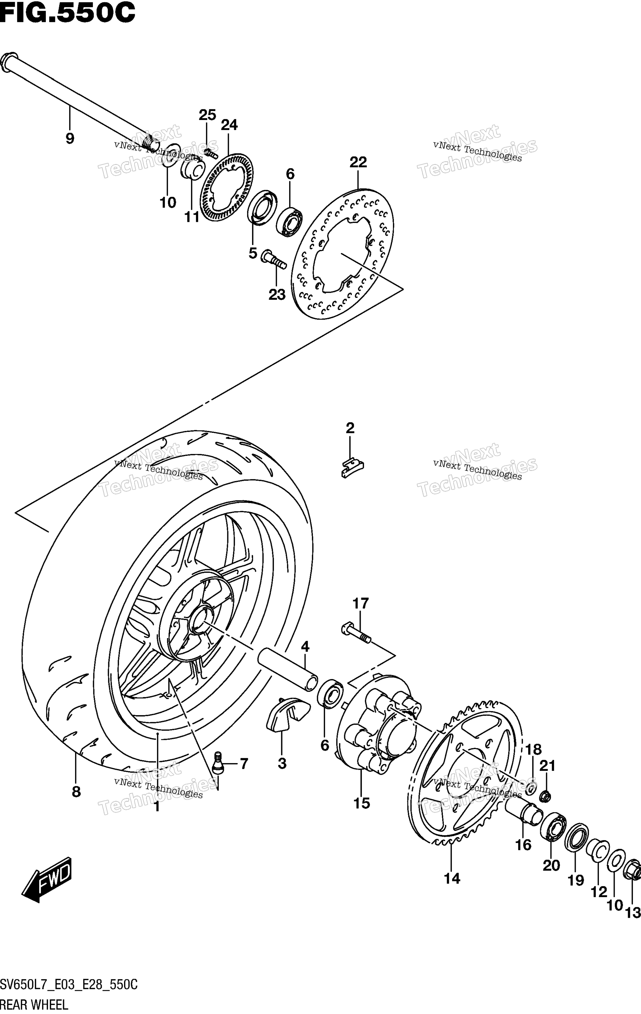 Заднее колесо (Sv650al7 E28)