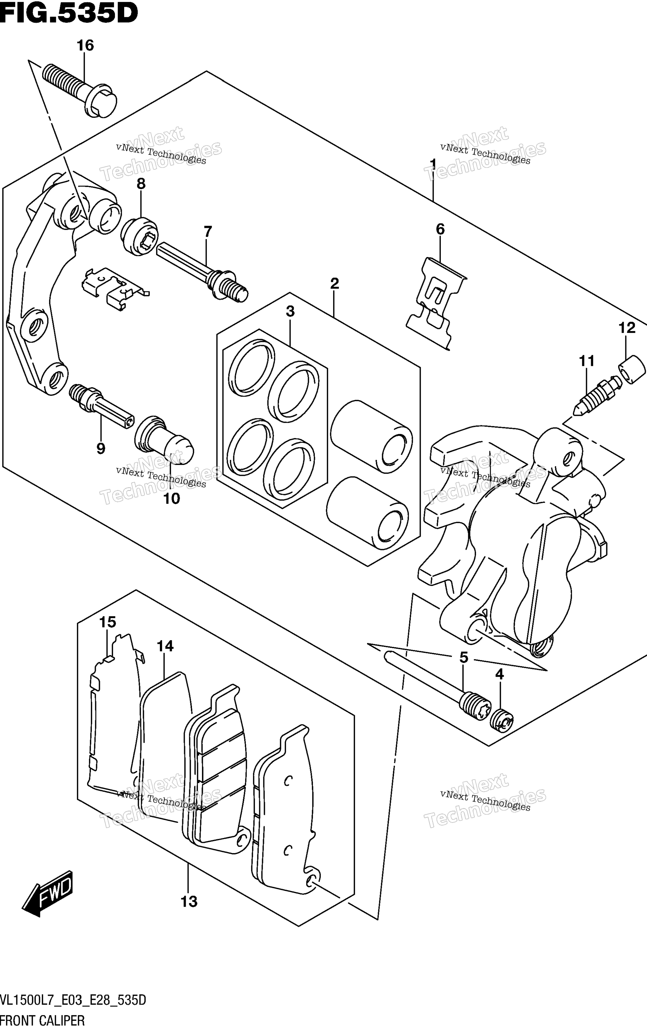 Передний суппорт (Vl1500btl7 E28)