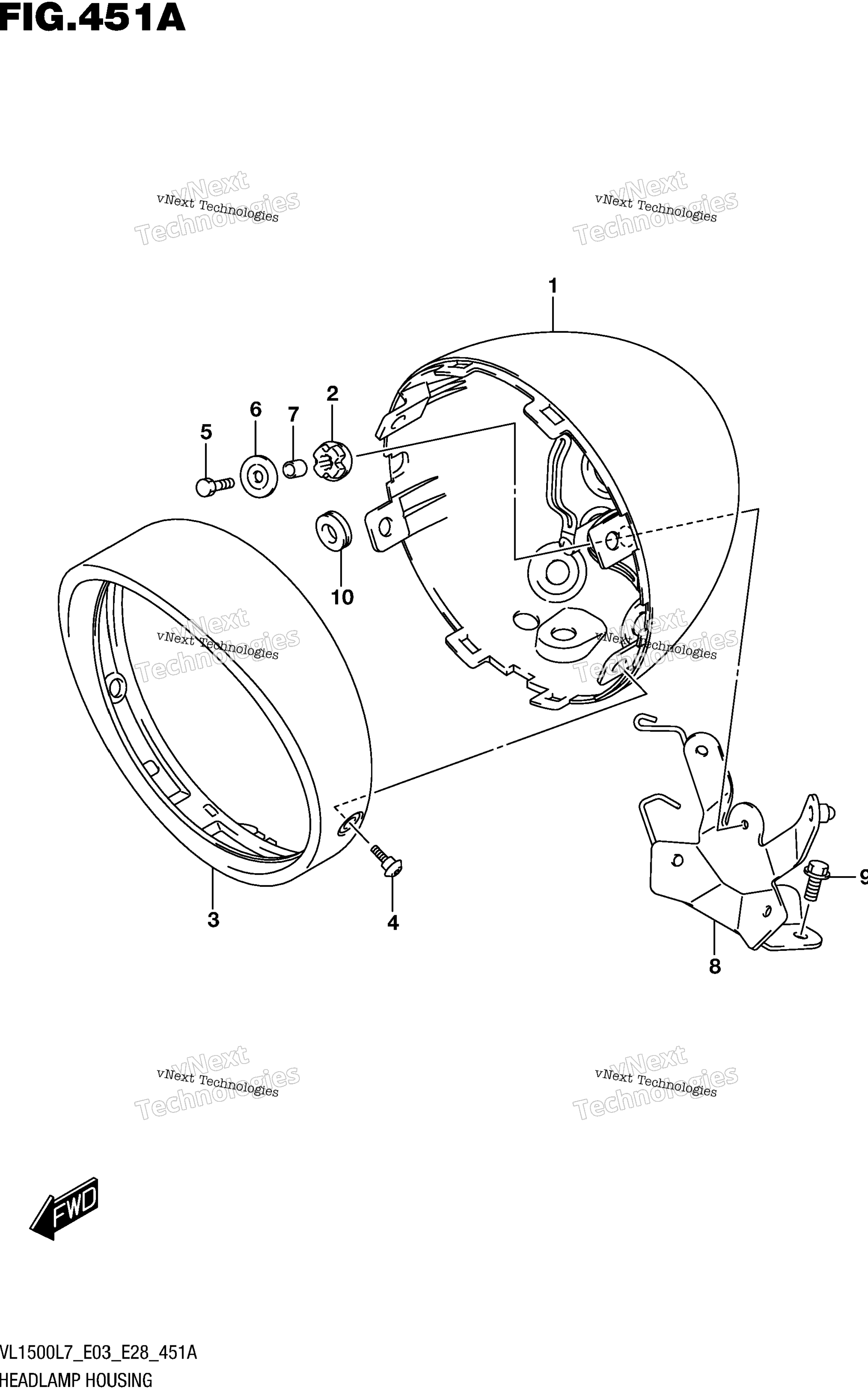 Корпус фары (Vl1500bl7 E03)