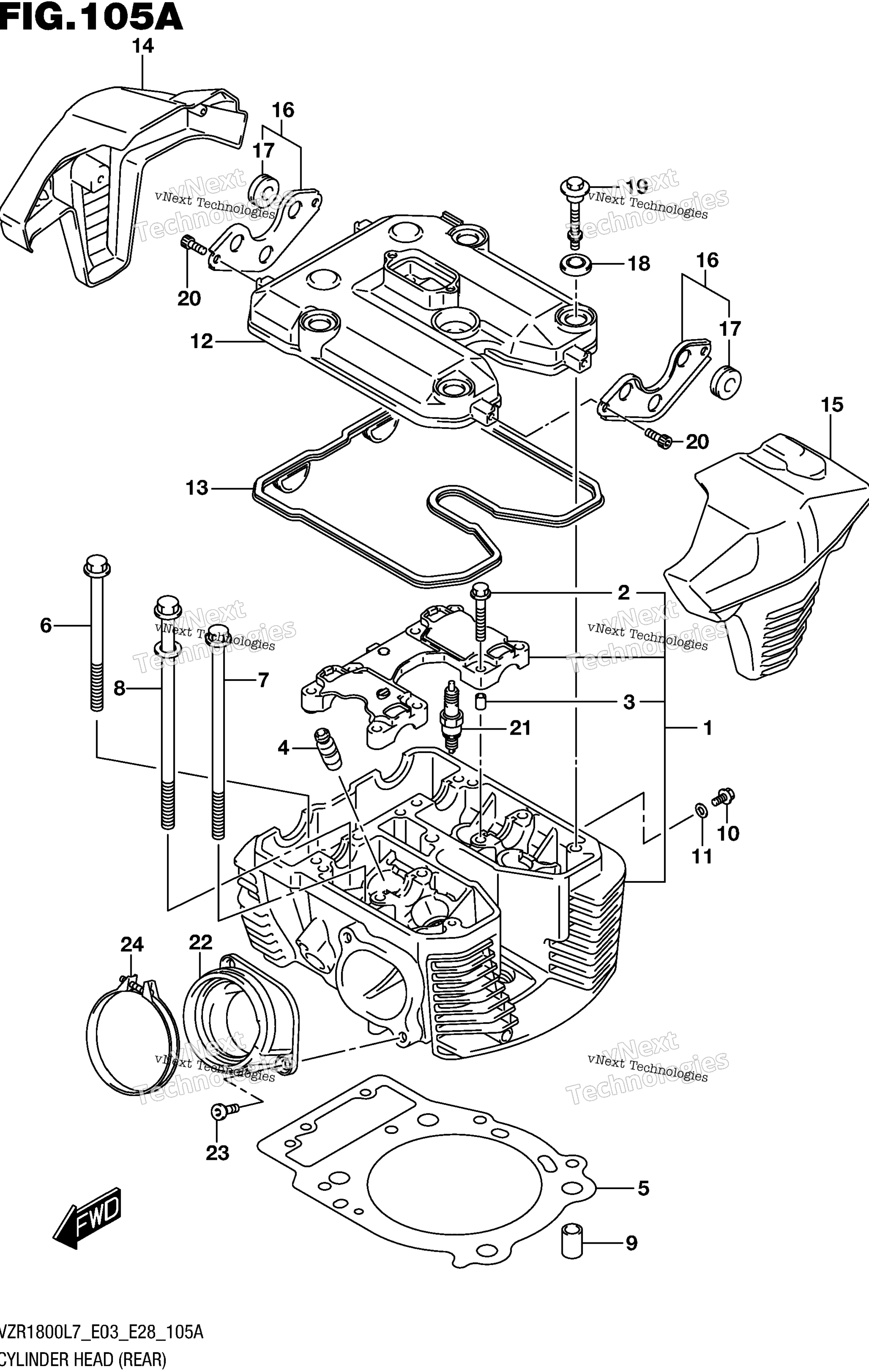 Головка блока цилиндров (Rear) (Vzr1800l7 E28)