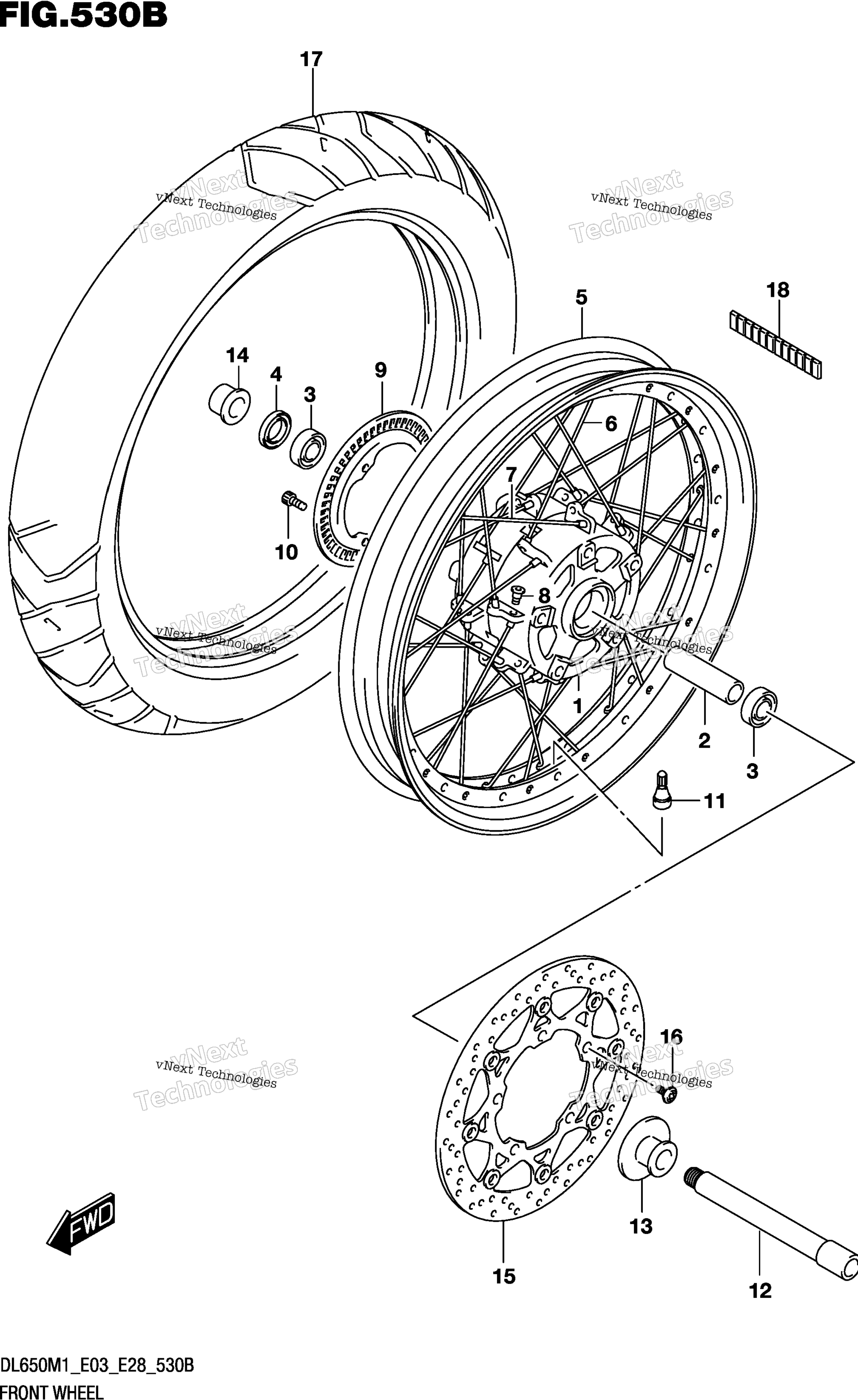 Переднее колесо (Dl650xa)