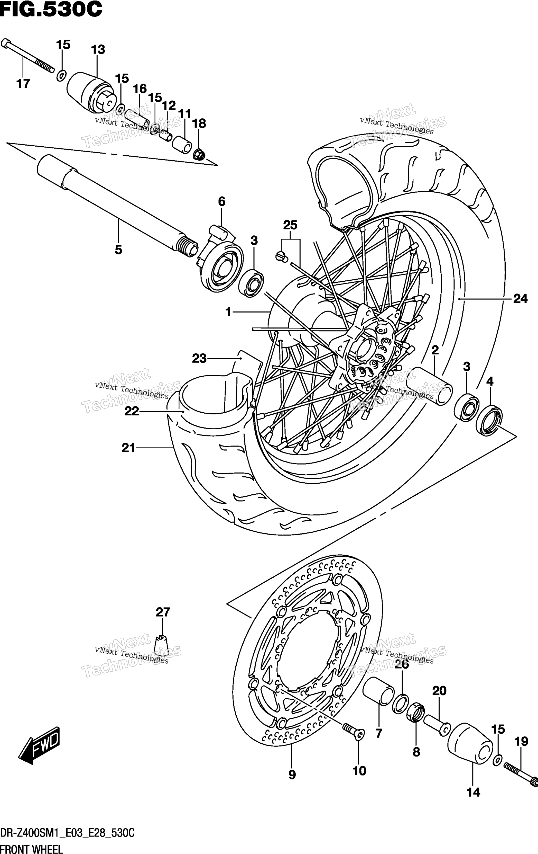 Переднее колесо (Dr-Z400sm)