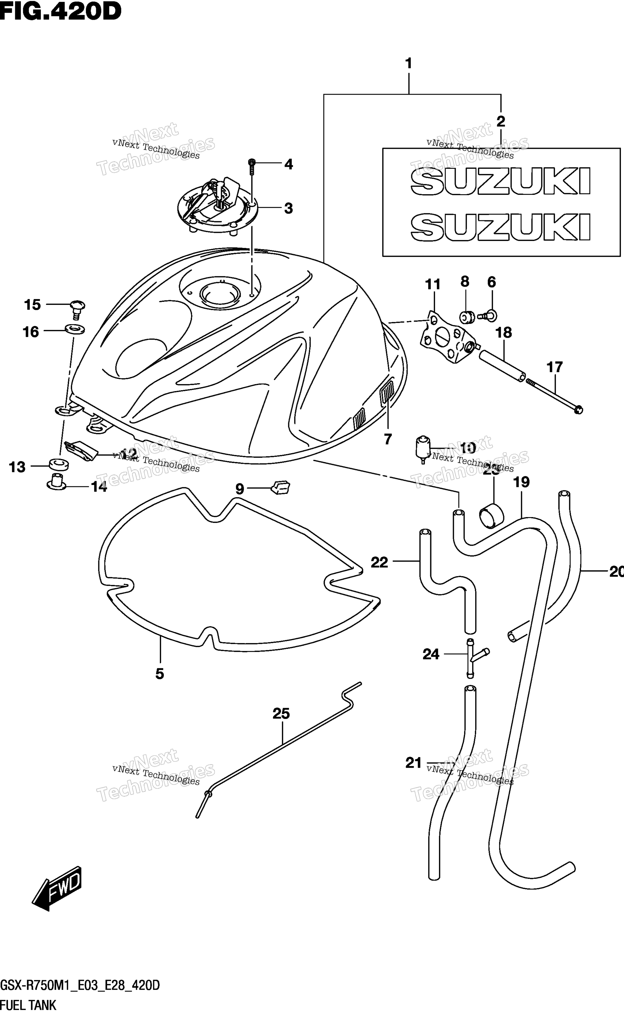 Топливный бак (Gsx-R750:(E03,E28))