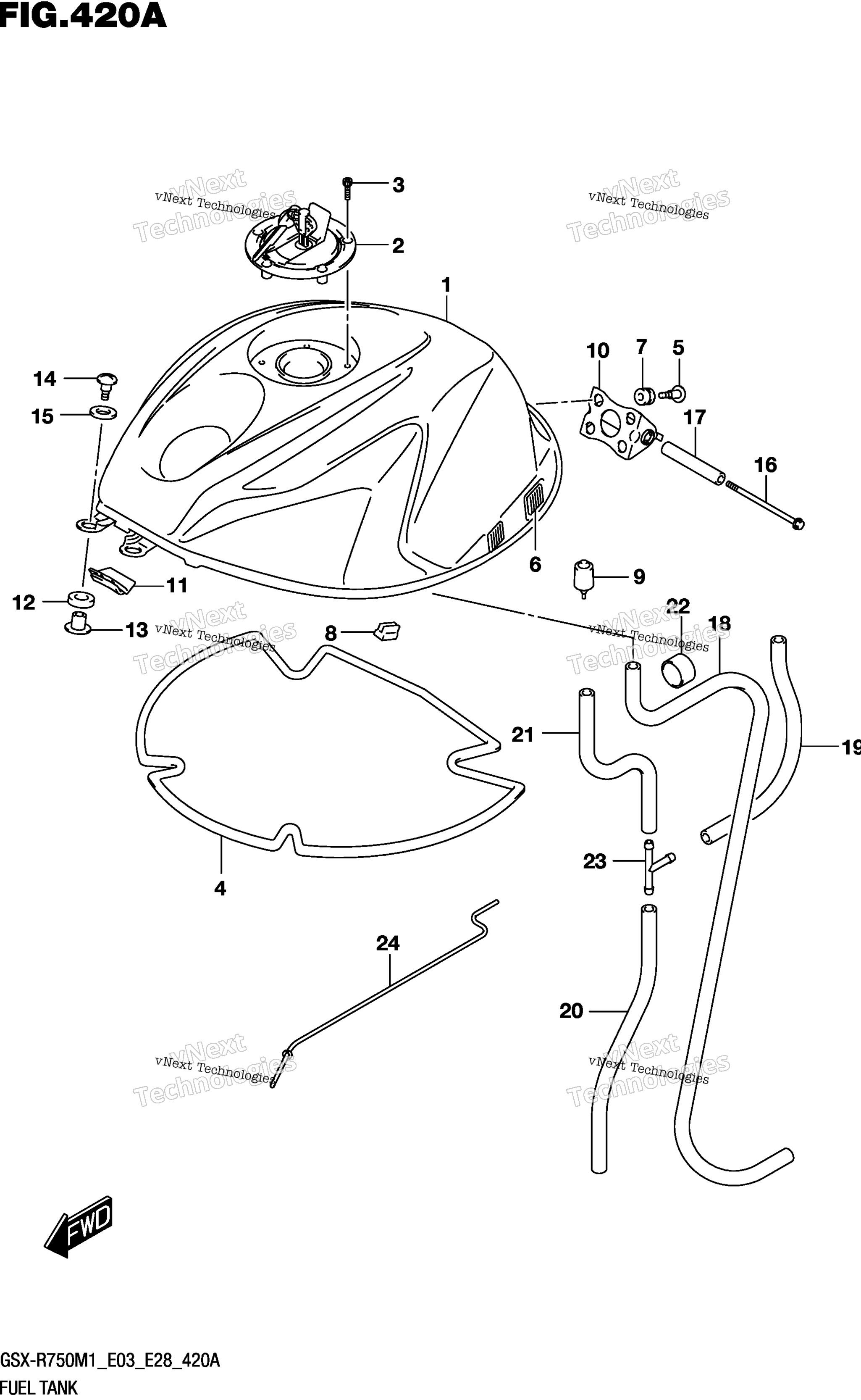 Топливный бак (Gsx-R750z:(E03,E28))