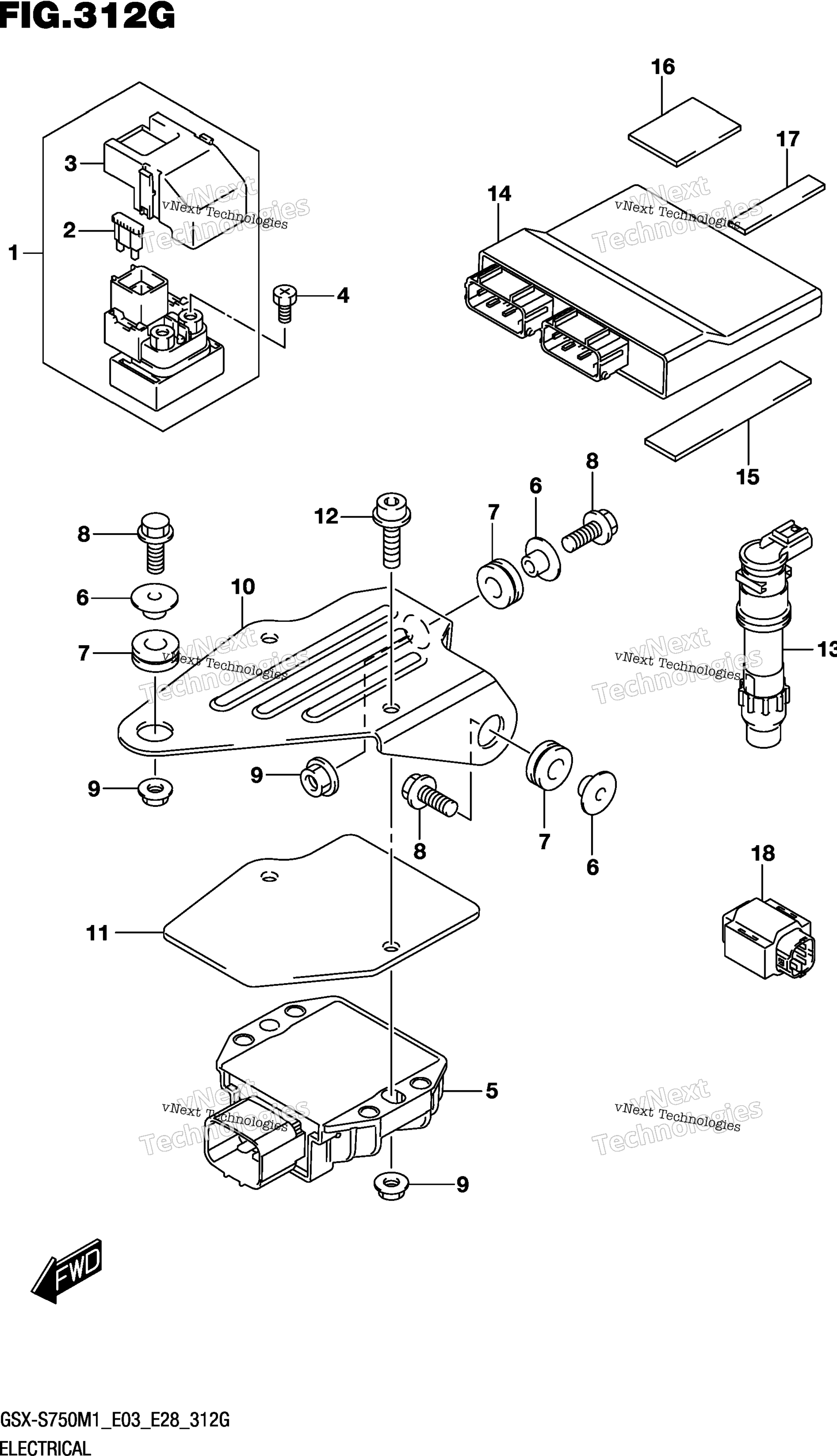Электрооборудование (Gsx-S750,Gsx-S750z:E03)