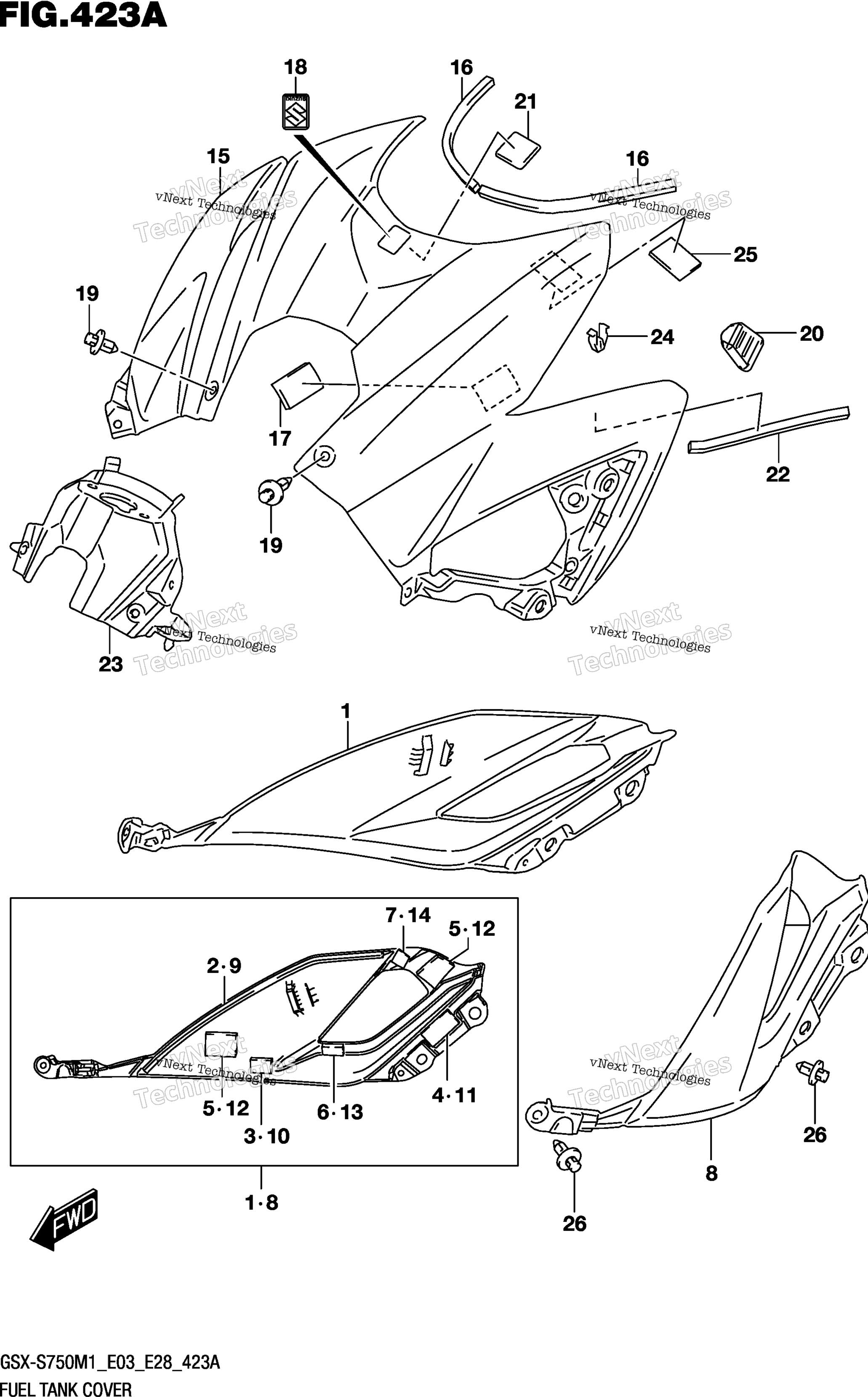 Топливный бак Cover (Gsx-S750,Gsx-S750a)