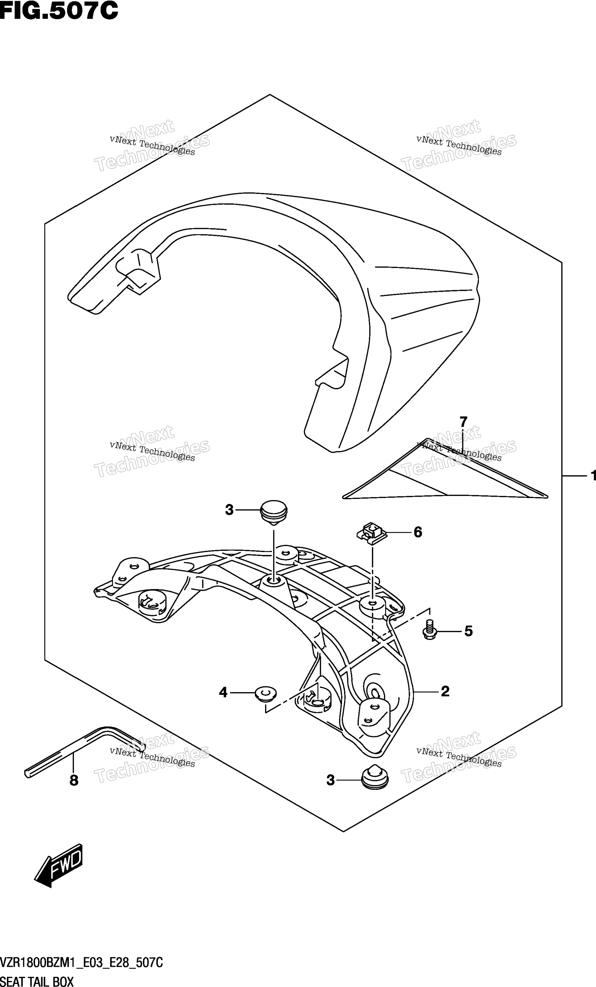 сиденье Tail Box (See Note 1) 507C