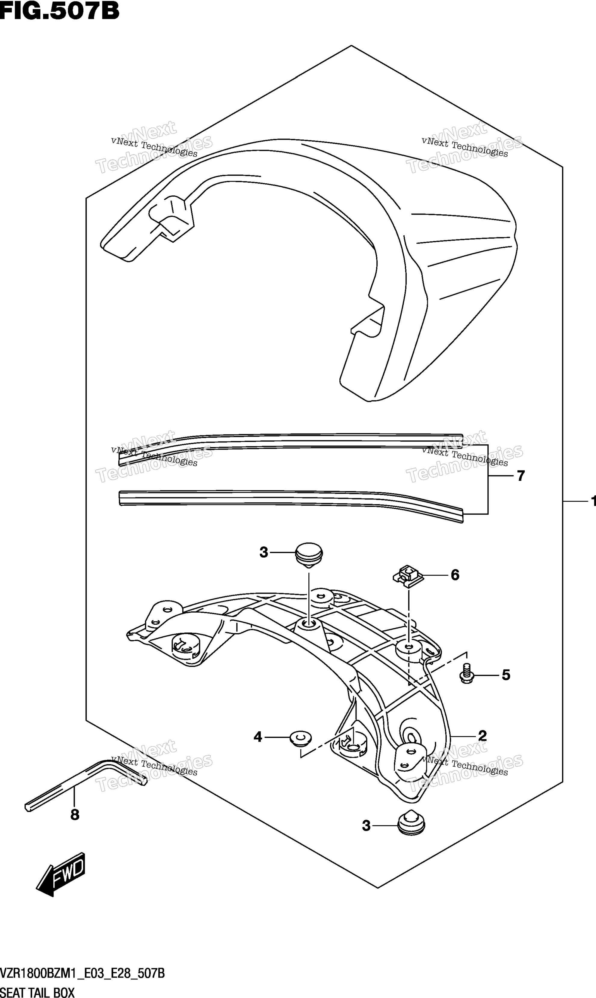 сиденье Tail Box (See Note 1) 507B