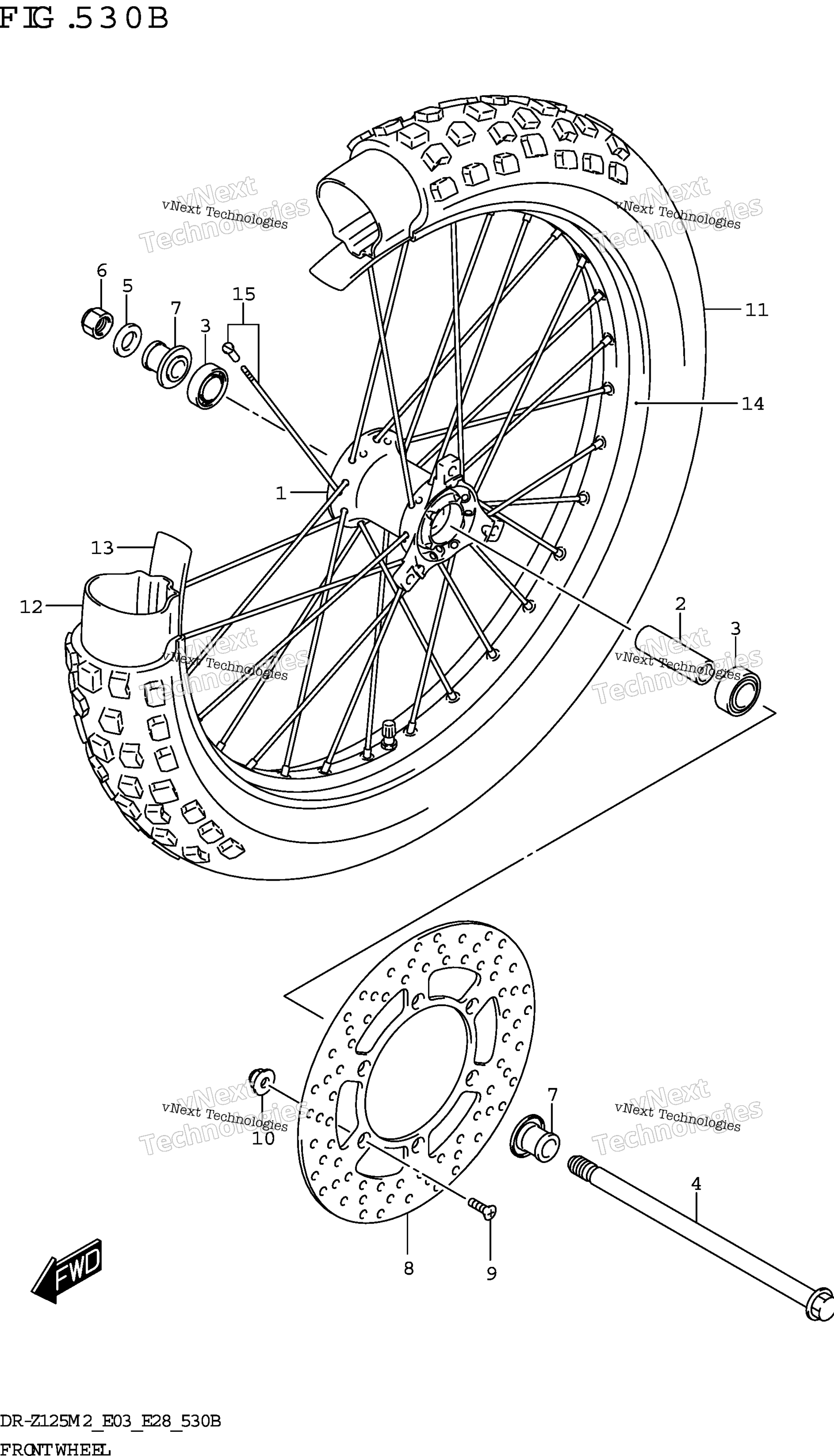 Переднее колесо (Dr-Z125l:(E03,E28))