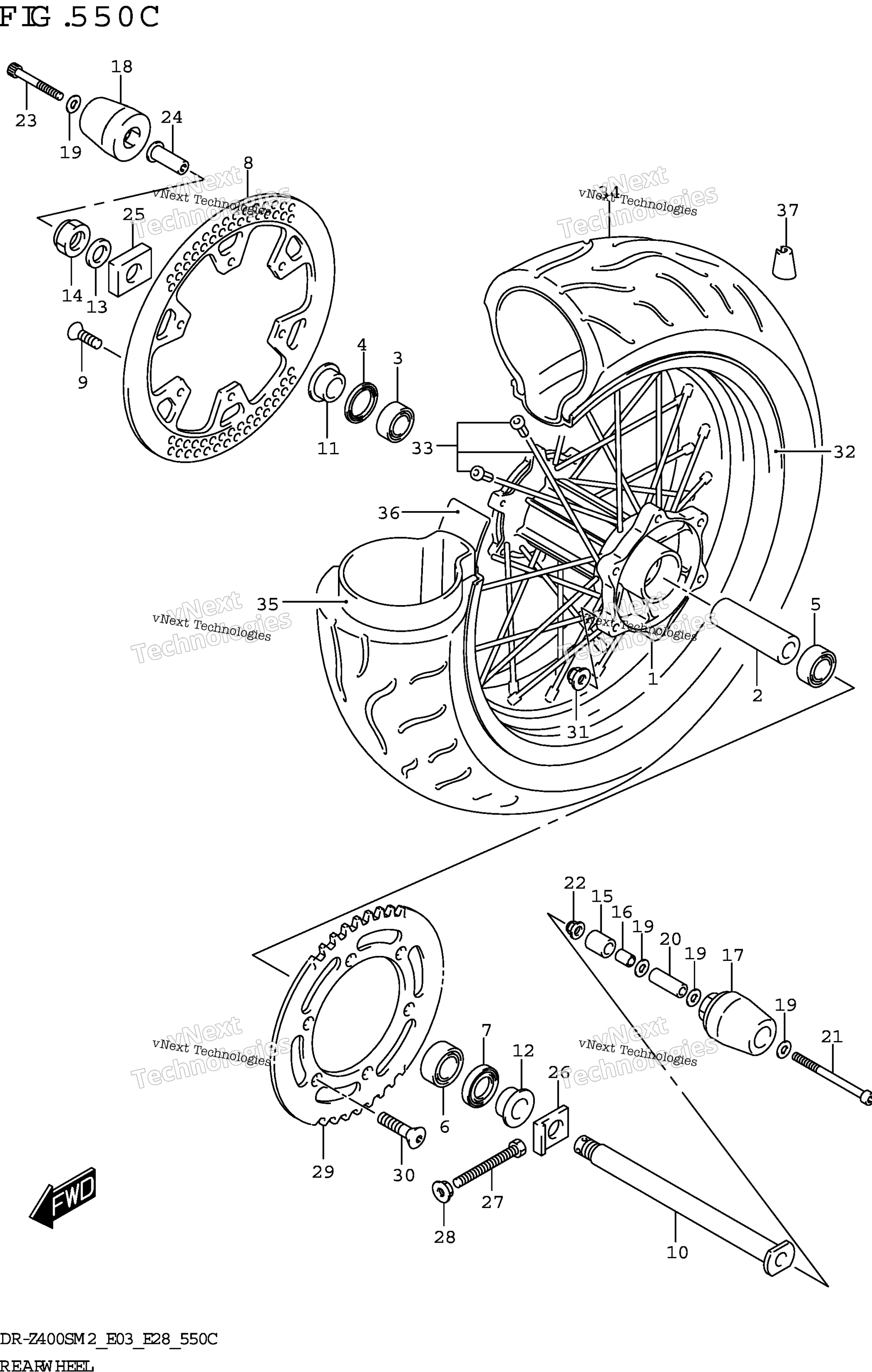 Заднее колесо (Dr-Z400sm)