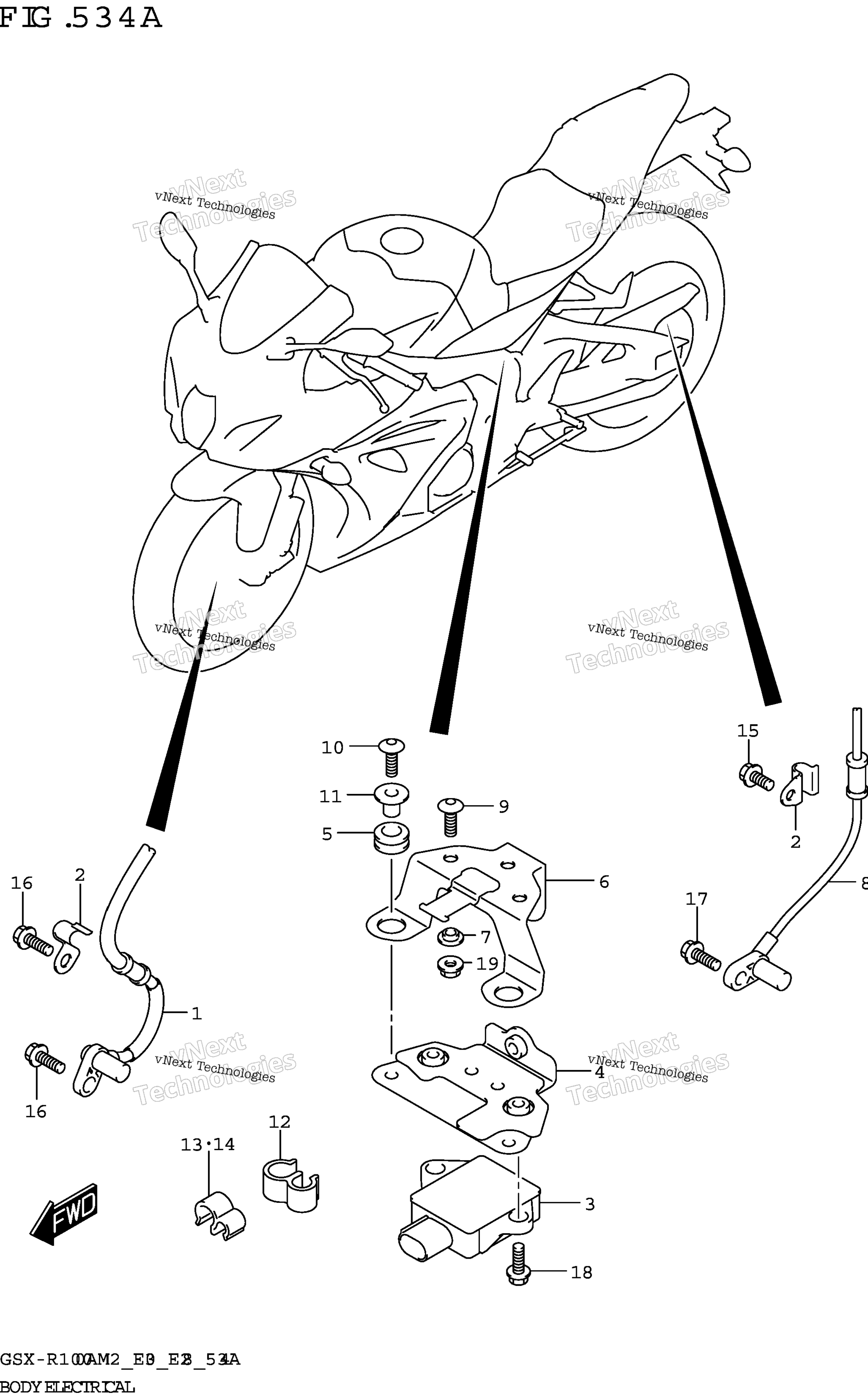 Электрооборудование кузова (Gsx-R1000a)