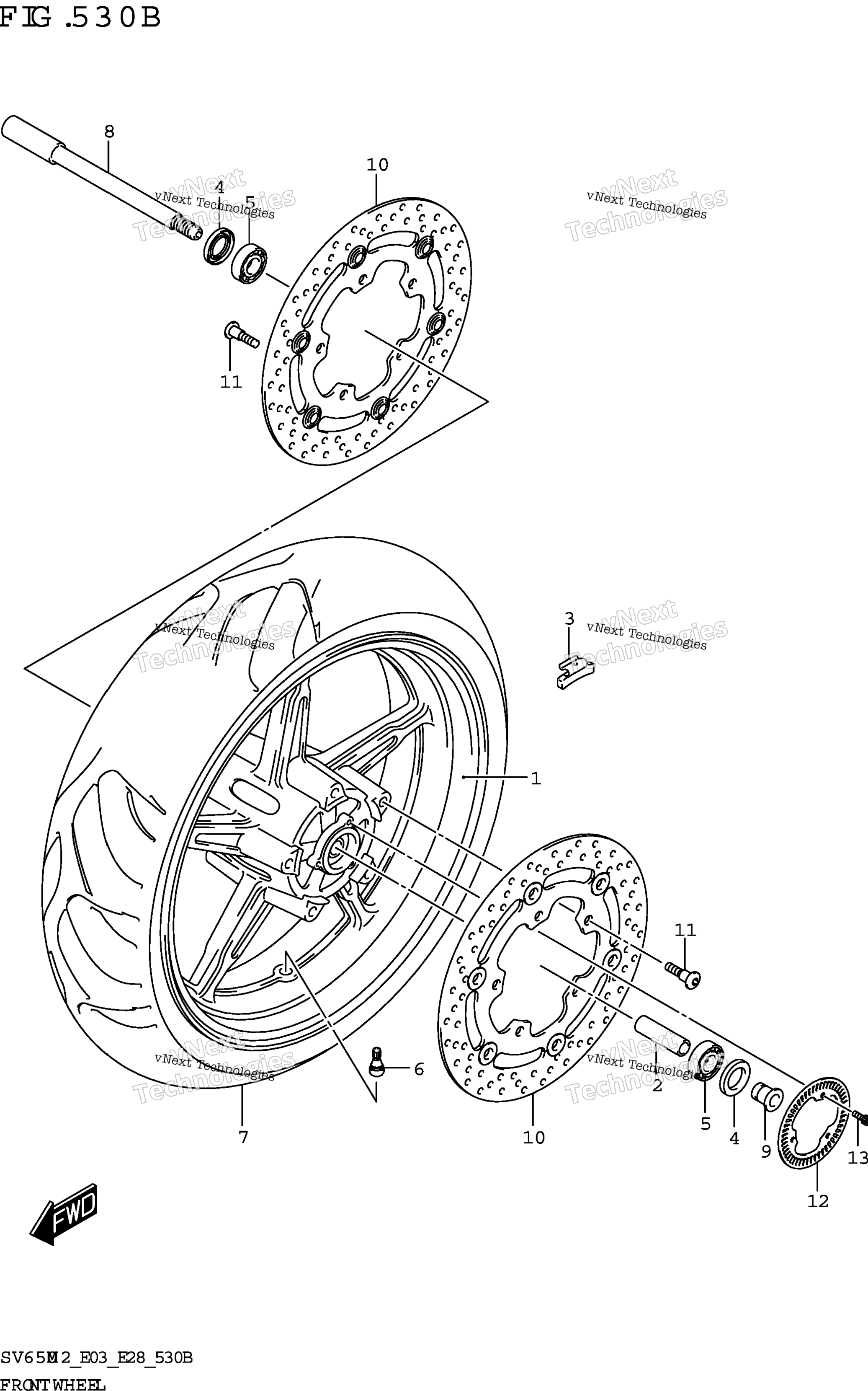 Переднее колесо (Sv650xa)