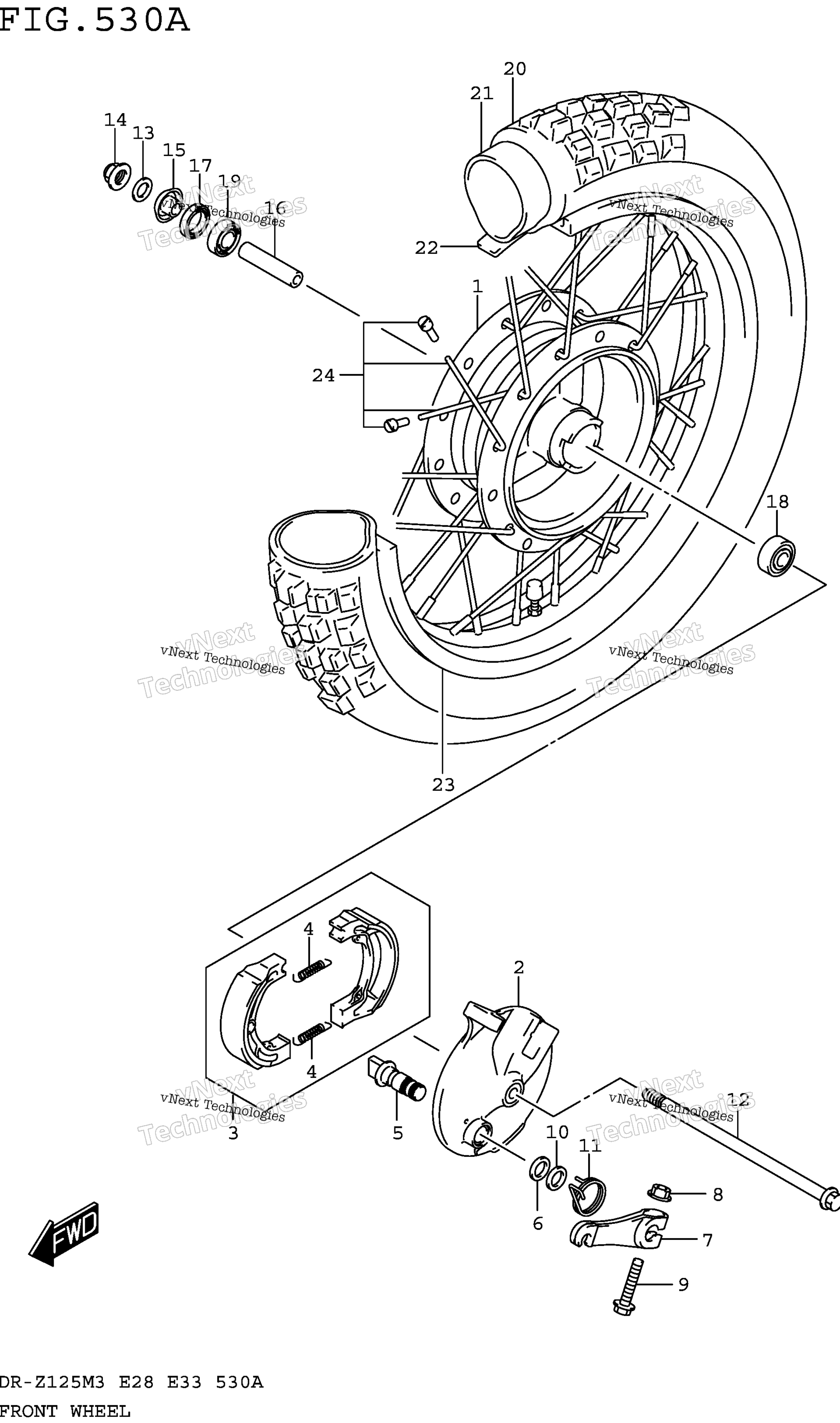 Переднее колесо (Dr-Z125m3e28)