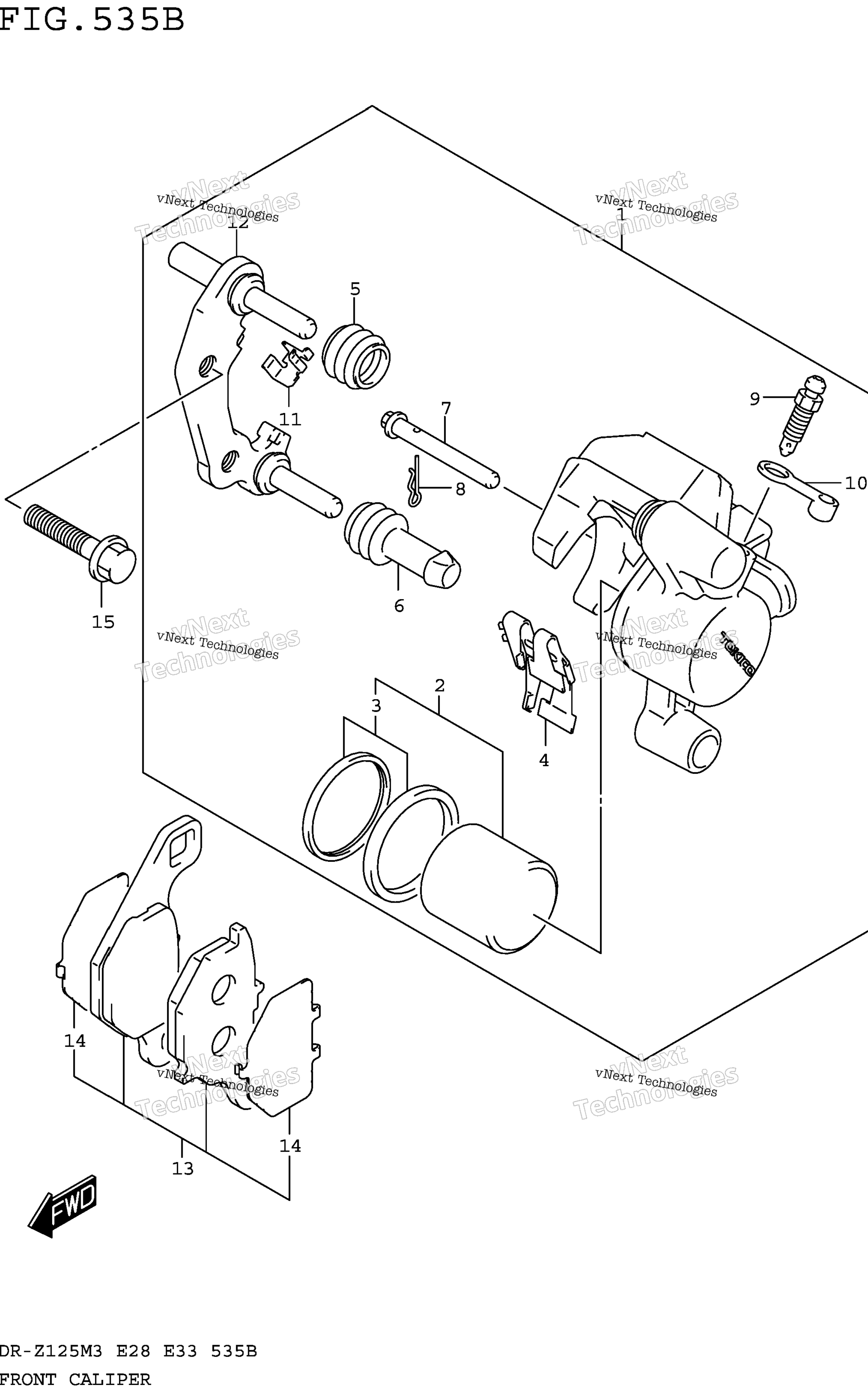 Передний суппорт (Dr-Z125lm3e33)