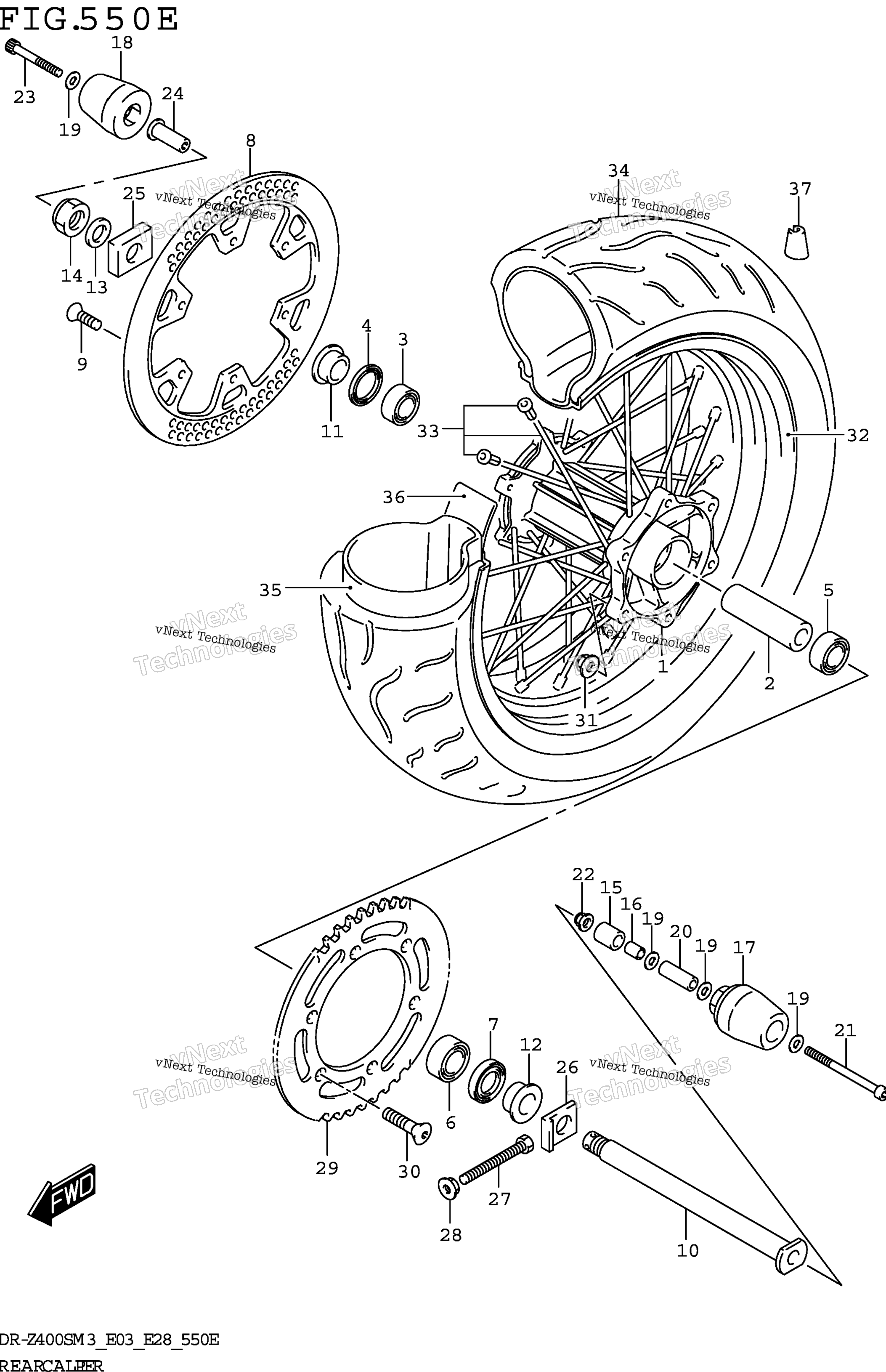 Заднее колесо (Dr-Z400smm3 E28)