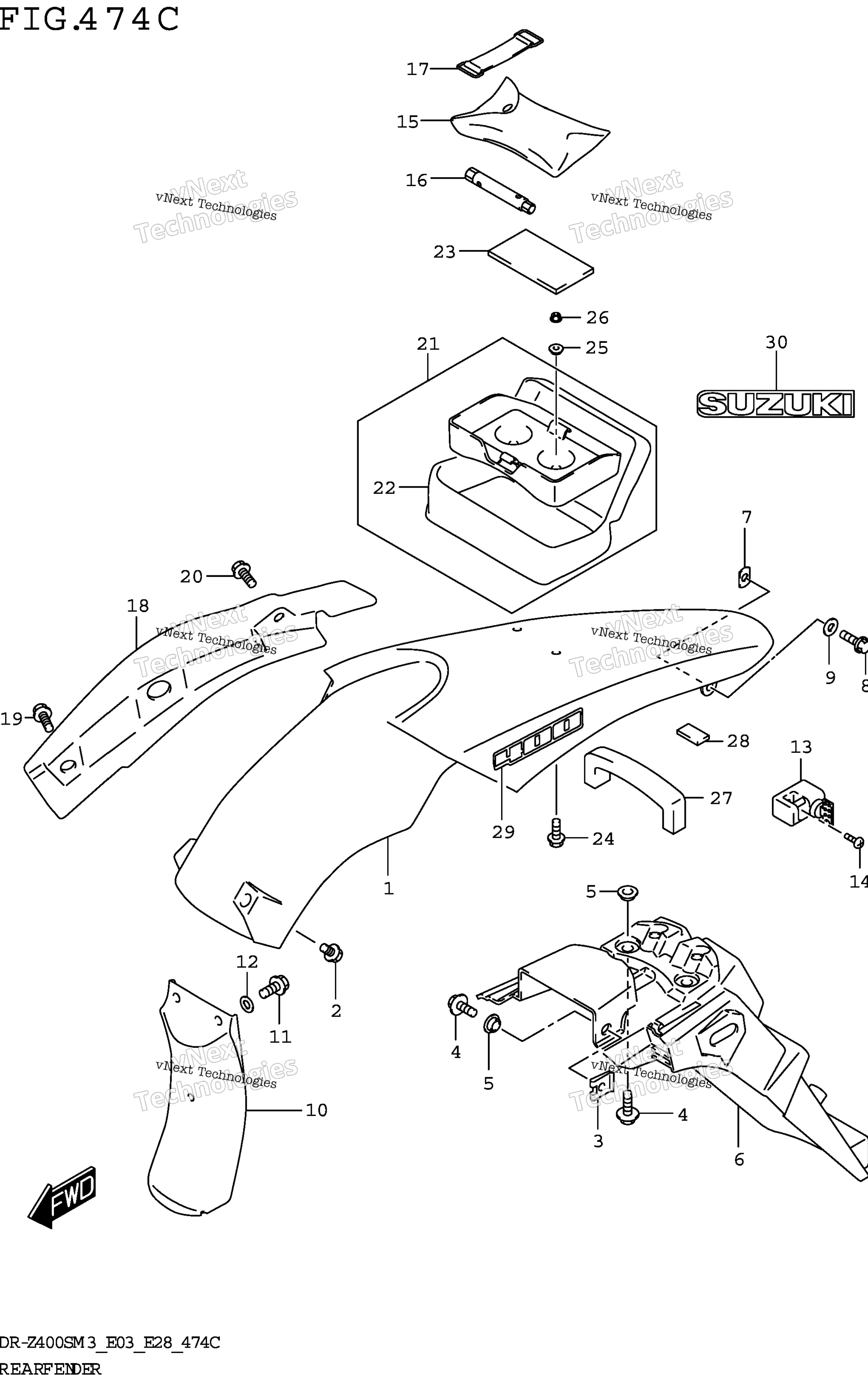 Заднее крыло (Dr-Z400sm3 E33)