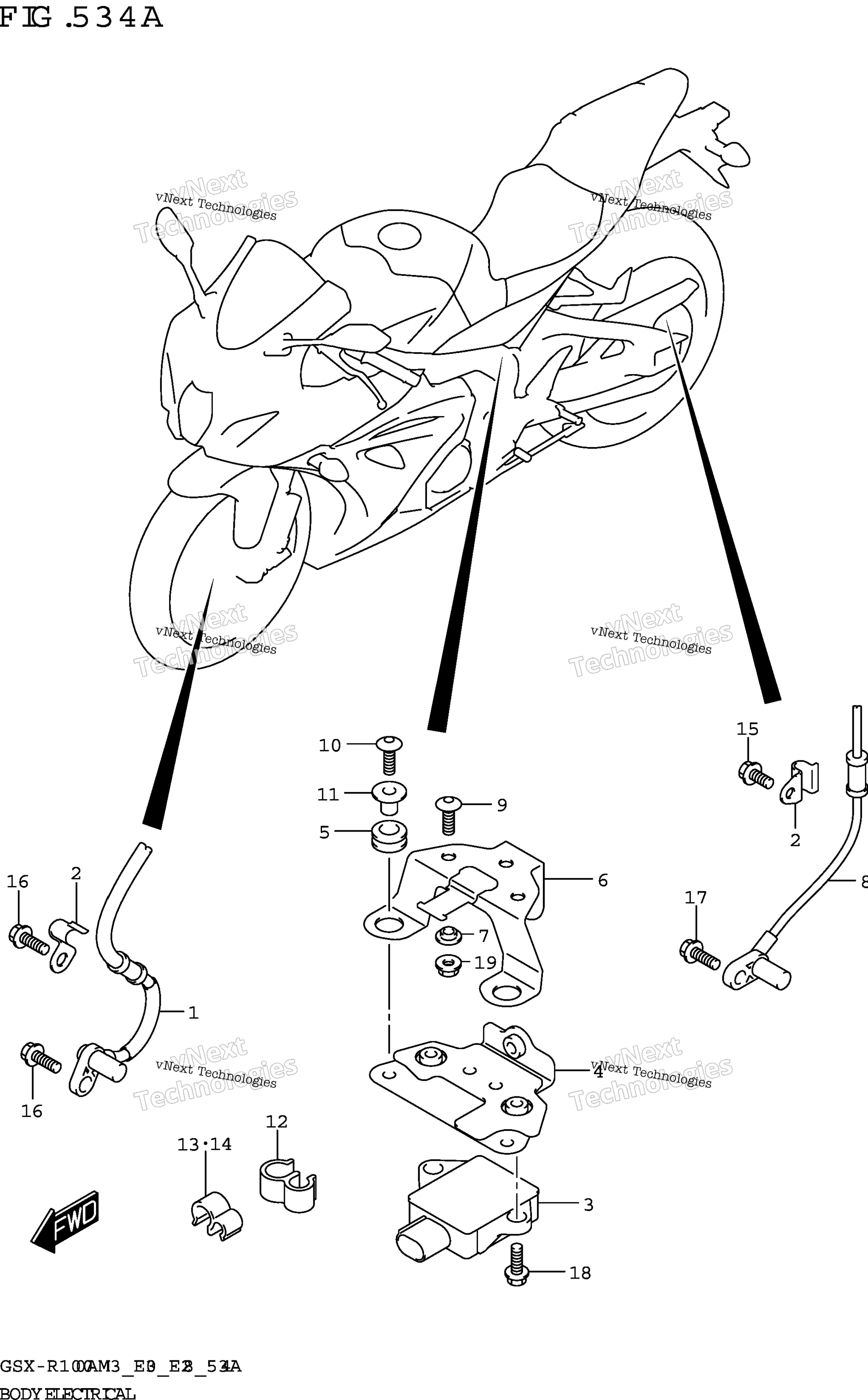 Электрооборудование кузова (Gsx-R1000a)
