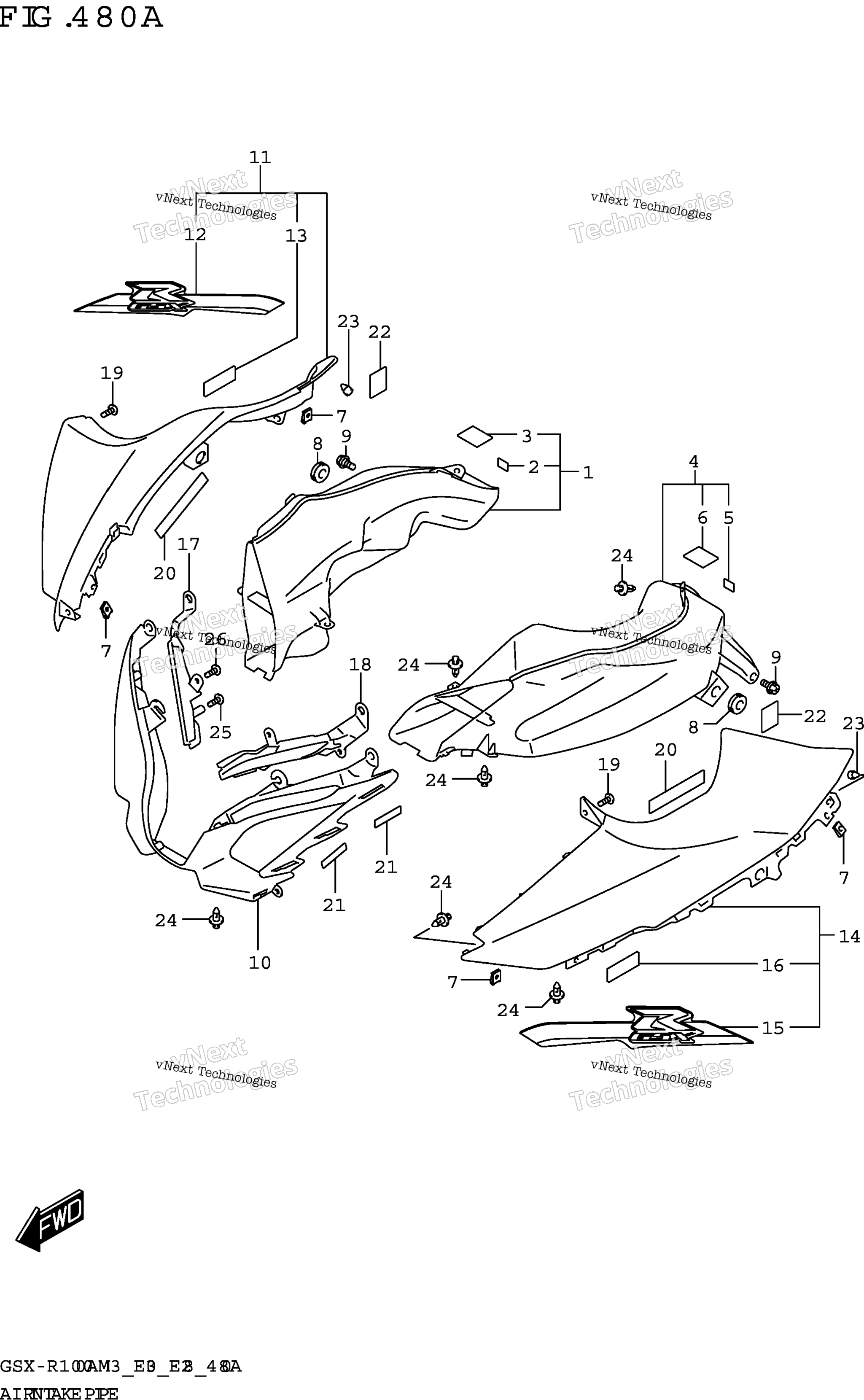 Воздушный впуск трубка (Gsx R1000a)