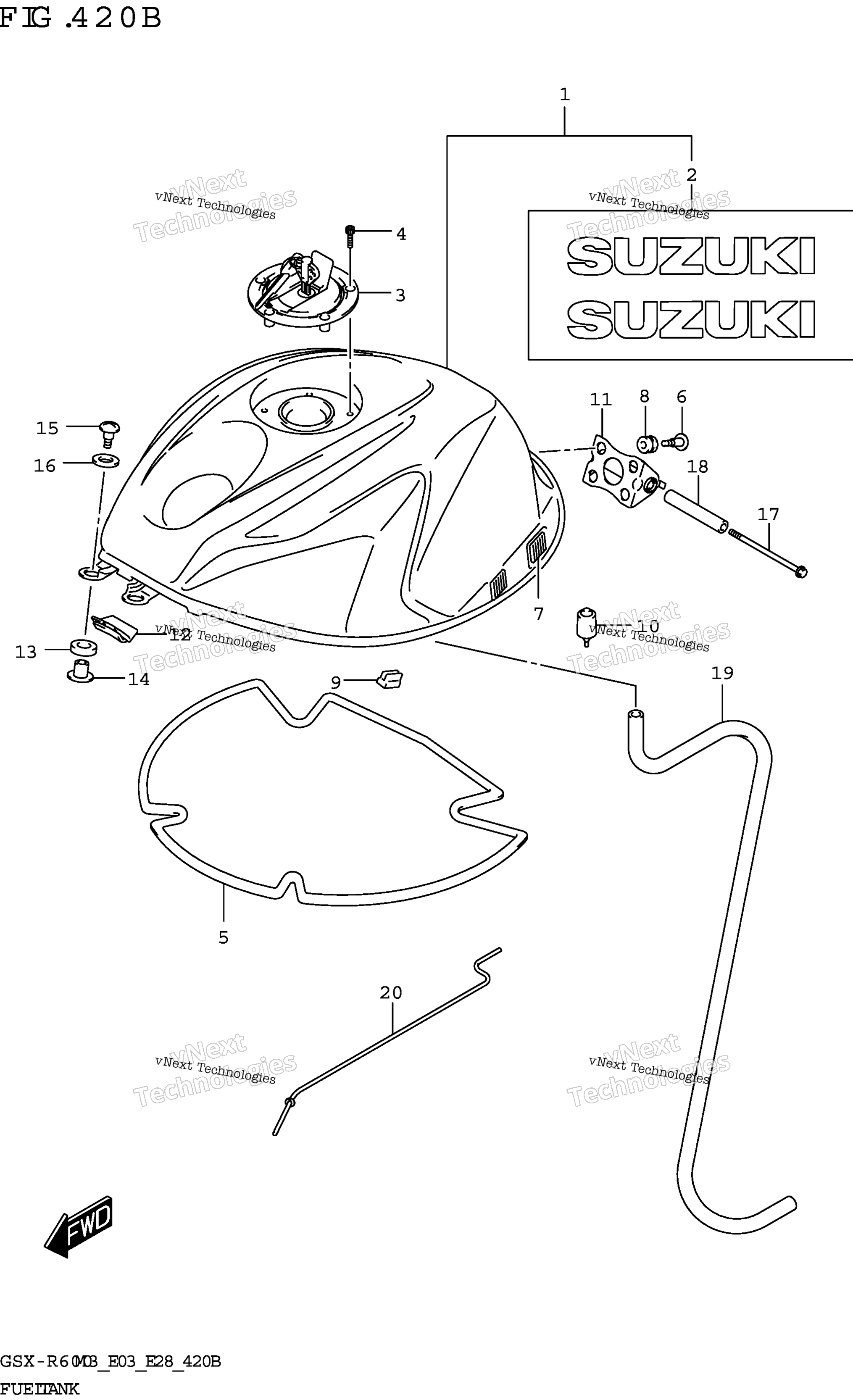 Топливный бак (Gsx-R600:E33)