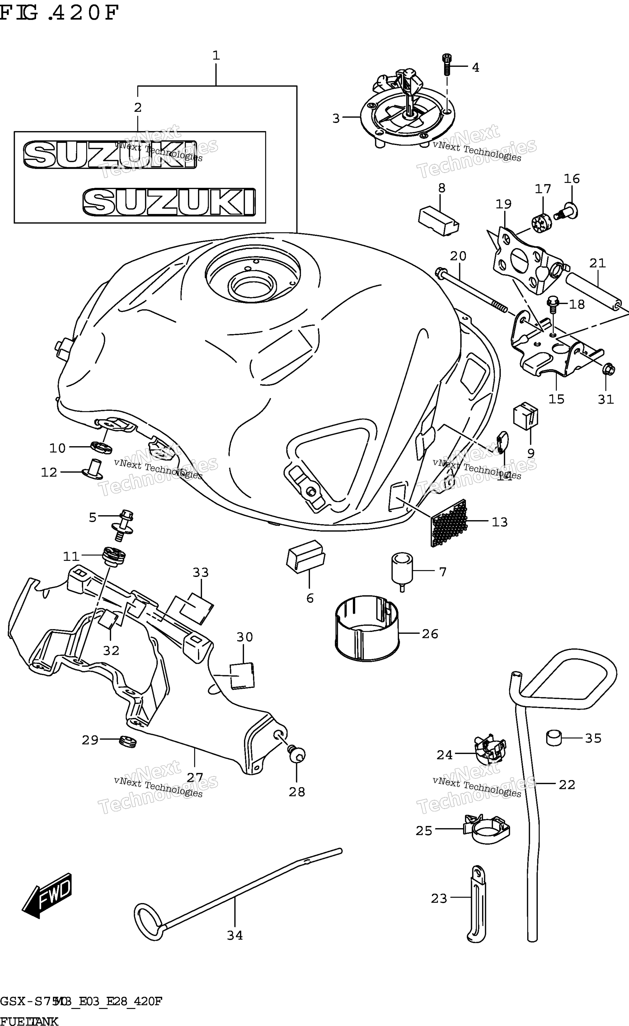 Топливный бак ((Gsx-S750,Gsx-S750a):E33)