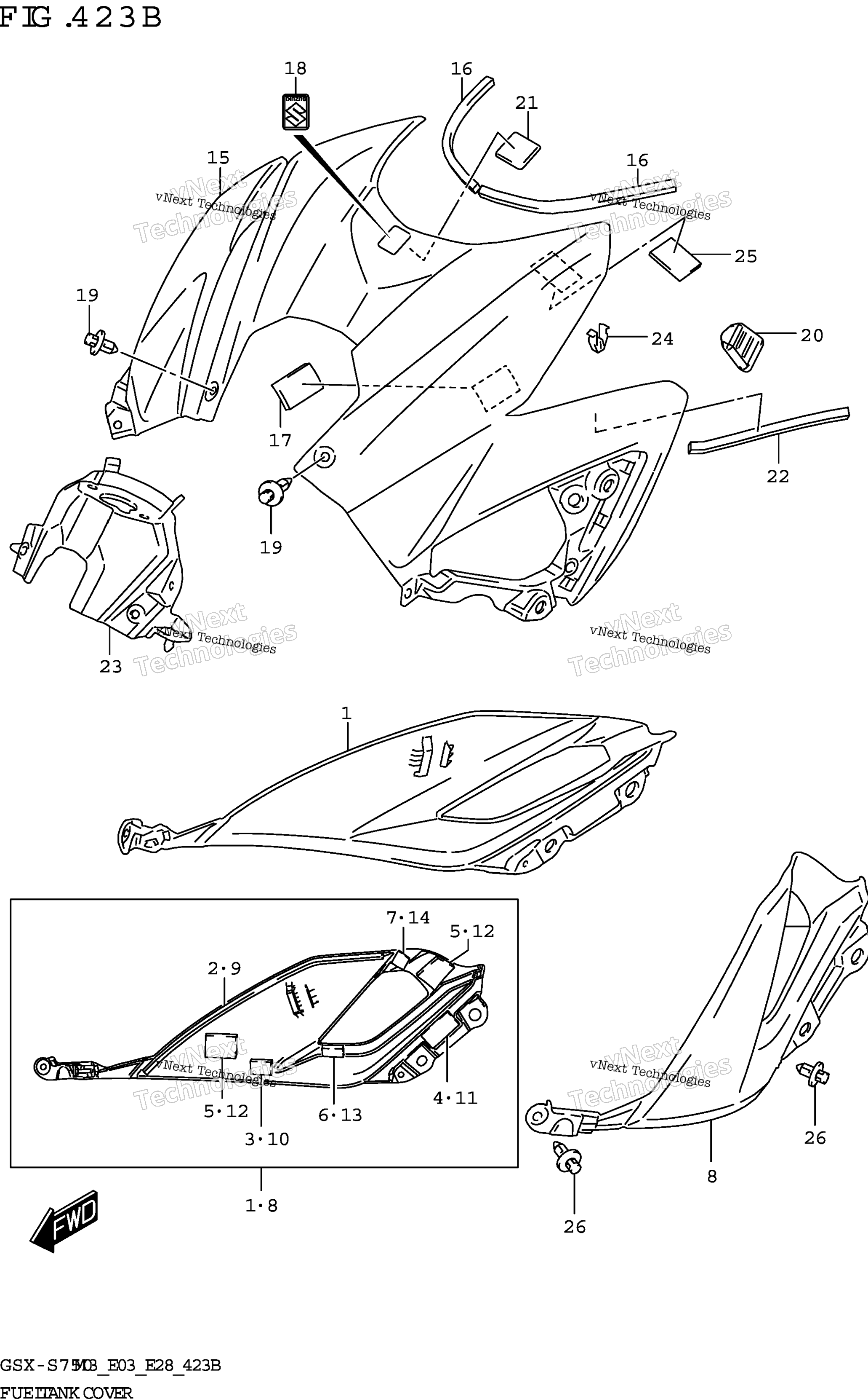 Топливный бак Cover (Gsx-S750z,Gsx-S750za)