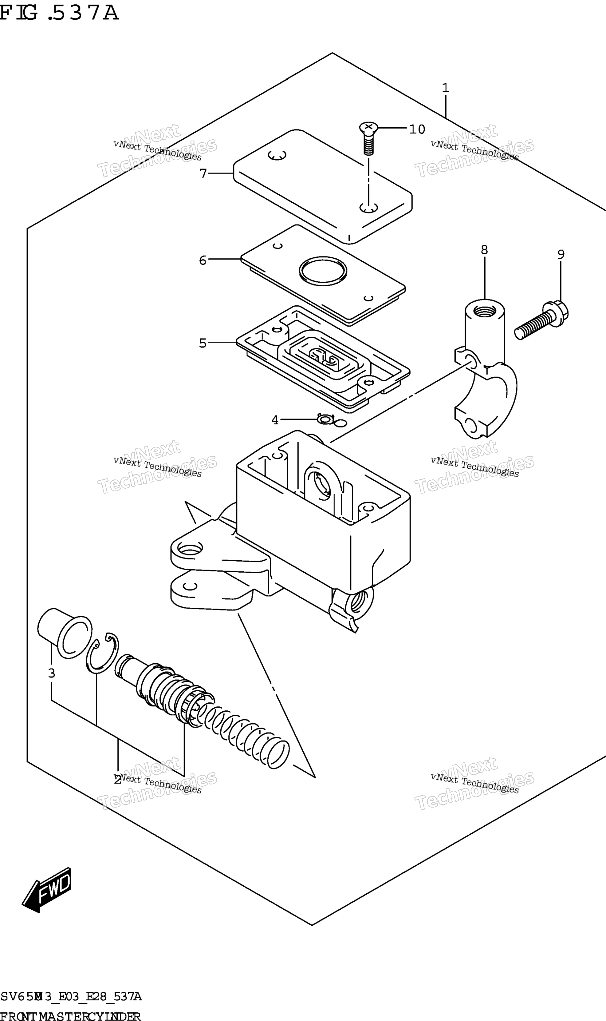 Передний главный цилиндр тормоза (Sv650,Sv650a)