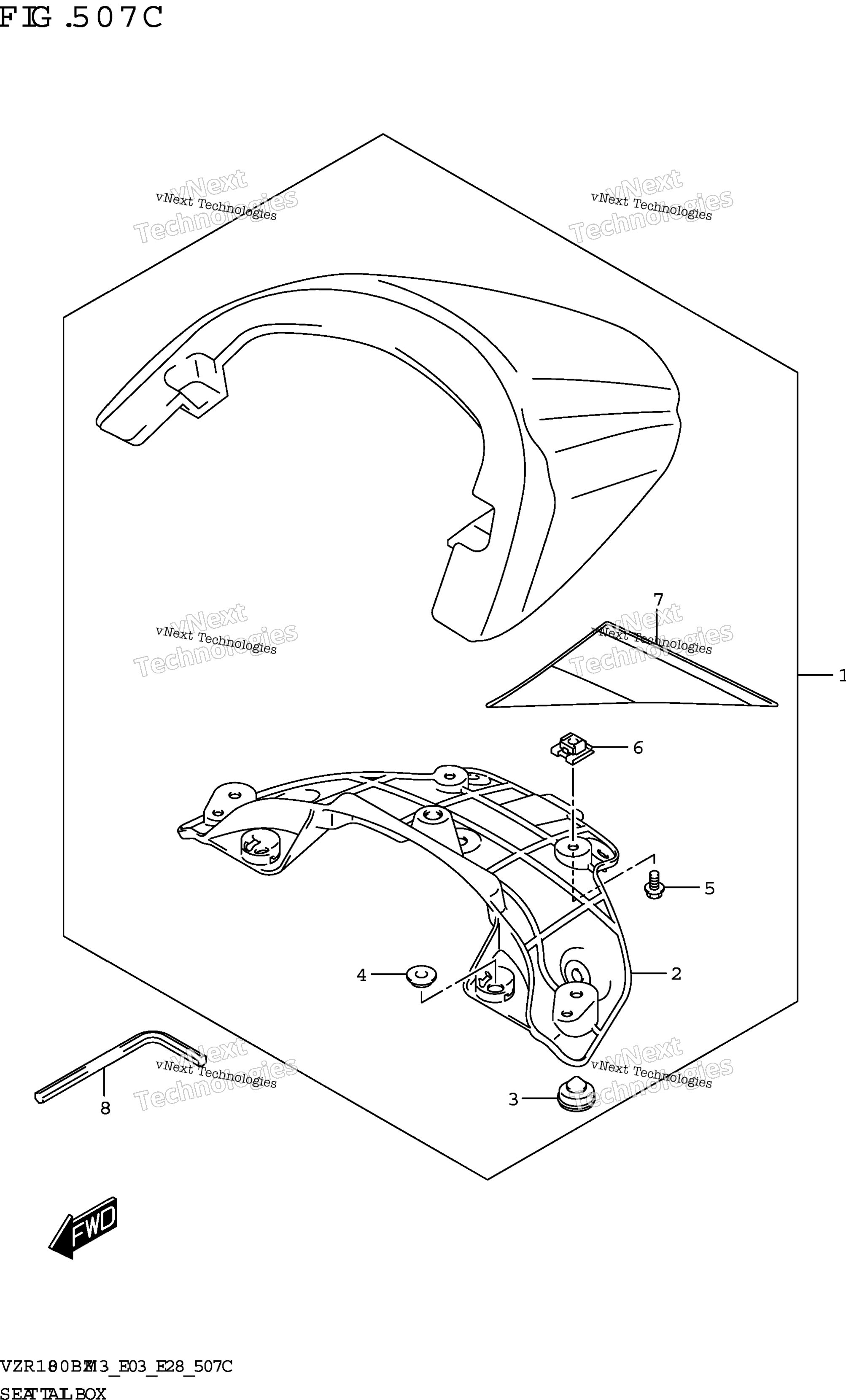 сиденье Tail Box (See Note 1) 507C